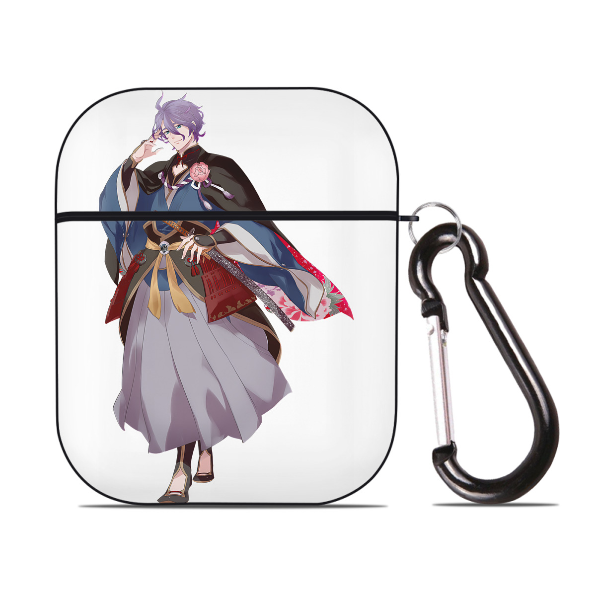 （画像用） 刀剣乱舞 Touken Ranbu AirPods 第2世代保護ケース ハードシェル ブラック 耐衝撃・防指紋・カラビナ付き