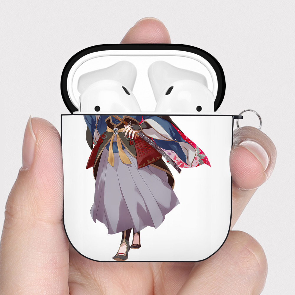 （画像用） 刀剣乱舞 Touken Ranbu AirPods 第2世代保護ケース ハードシェル ブラック 耐衝撃・防指紋・カラビナ付き