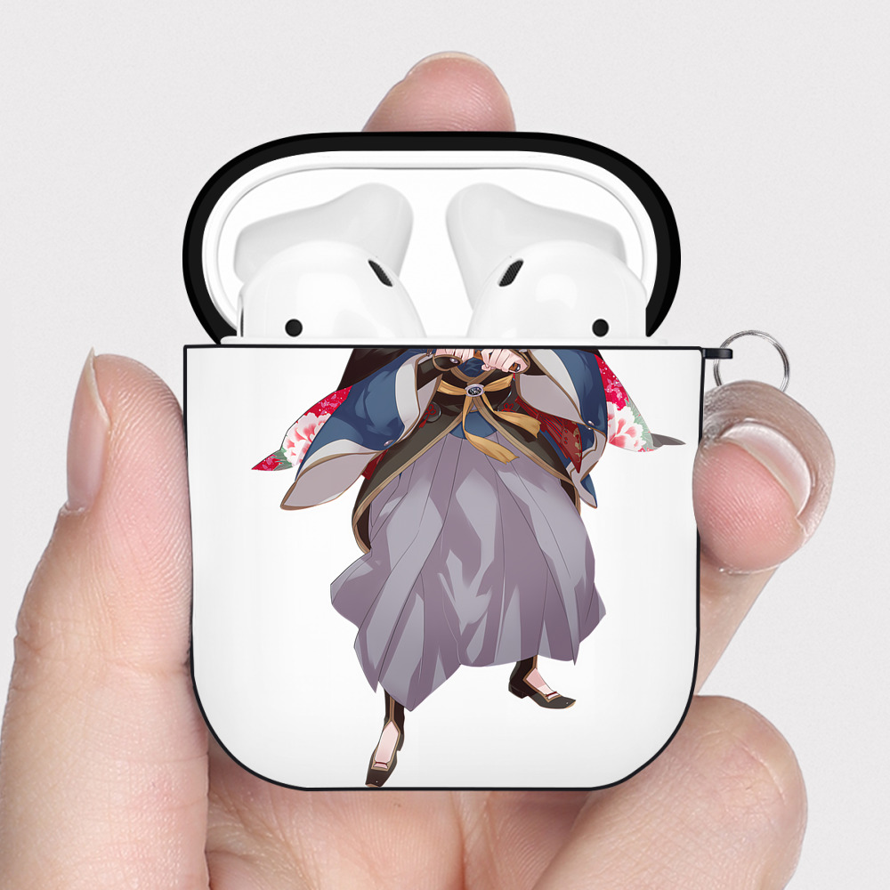 （画像用） 刀剣乱舞 Touken Ranbu AirPods 第2世代保護ケース ハードシェル ブラック 耐衝撃・防指紋・カラビナ付き