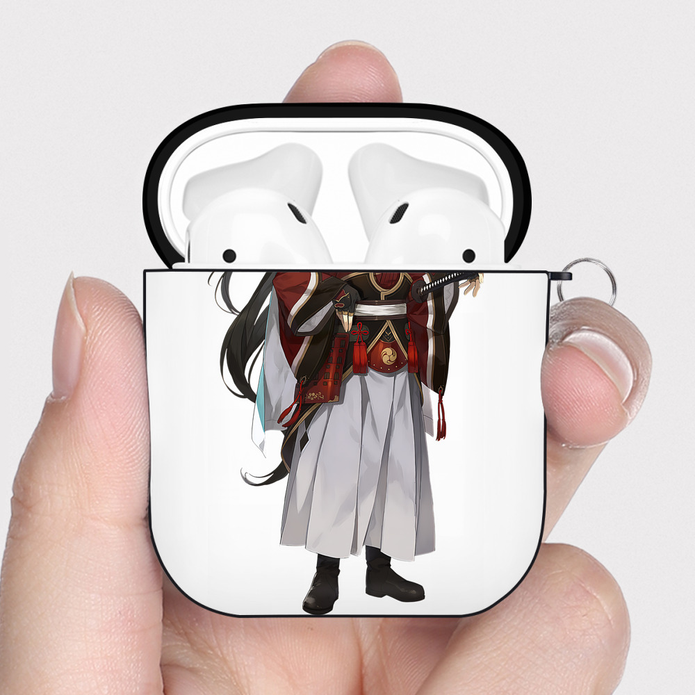 （画像用） 刀剣乱舞 Touken Ranbu AirPods 第2世代保護ケース ハードシェル ブラック 耐衝撃・防指紋・カラビナ付き