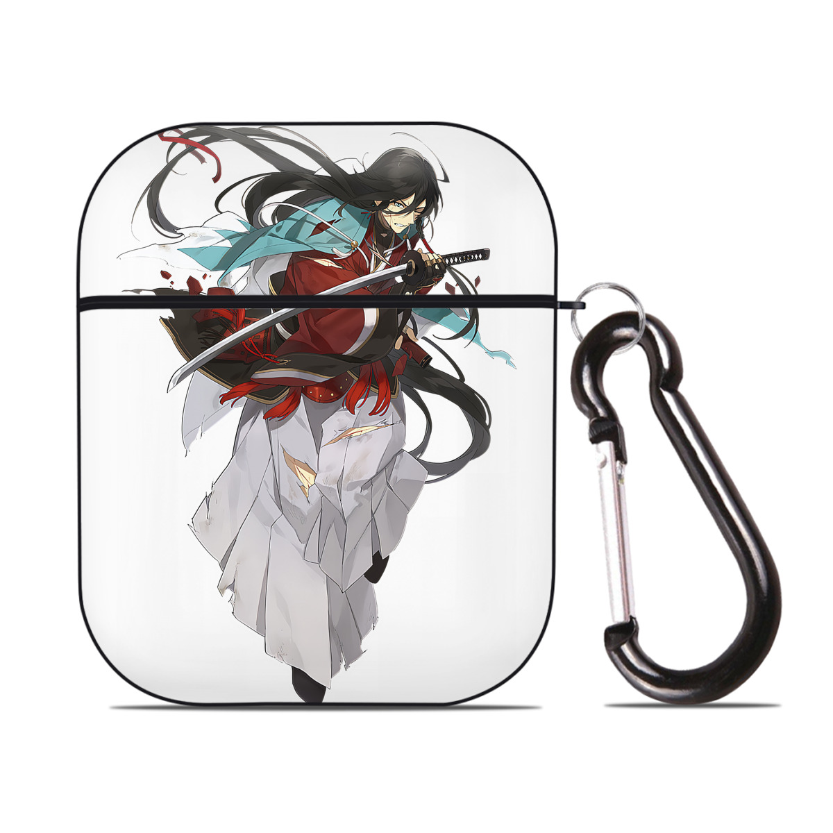 （画像用） 刀剣乱舞 Touken Ranbu AirPods 第2世代保護ケース ハードシェル ブラック 耐衝撃・防指紋・カラビナ付き