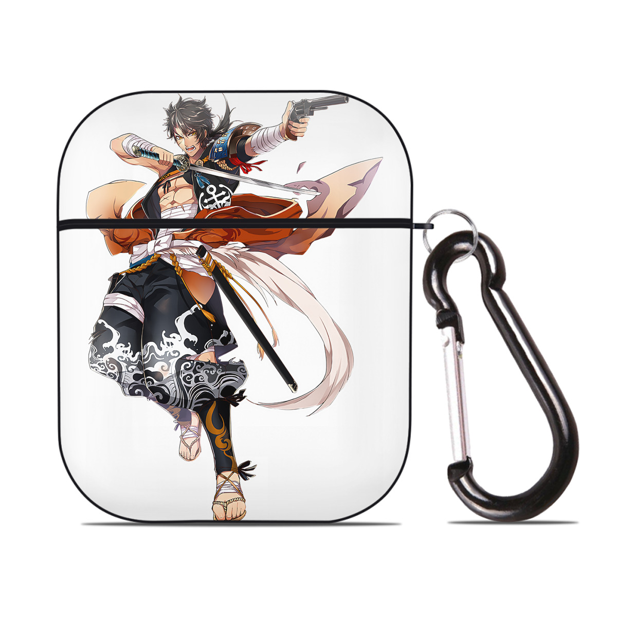 （画像用） 刀剣乱舞 Touken Ranbu AirPods 第2世代保護ケース ハードシェル ブラック 耐衝撃・防指紋・カラビナ付き