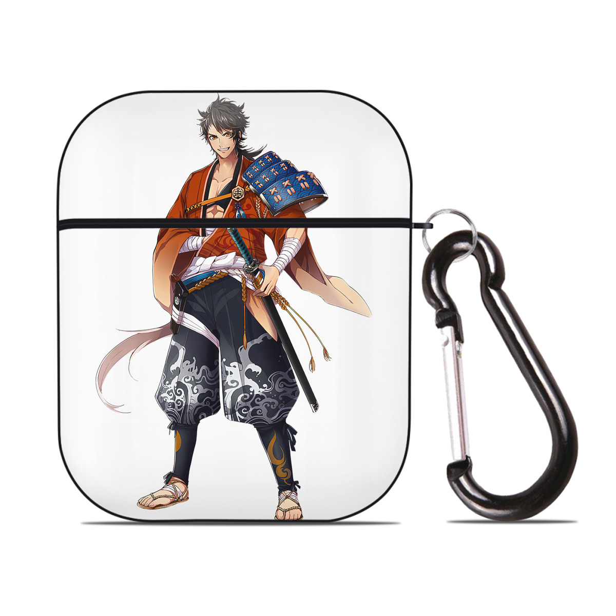 （画像用） 刀剣乱舞 Touken Ranbu AirPods 第2世代保護ケース ハードシェル ブラック 耐衝撃・防指紋・カラビナ付き