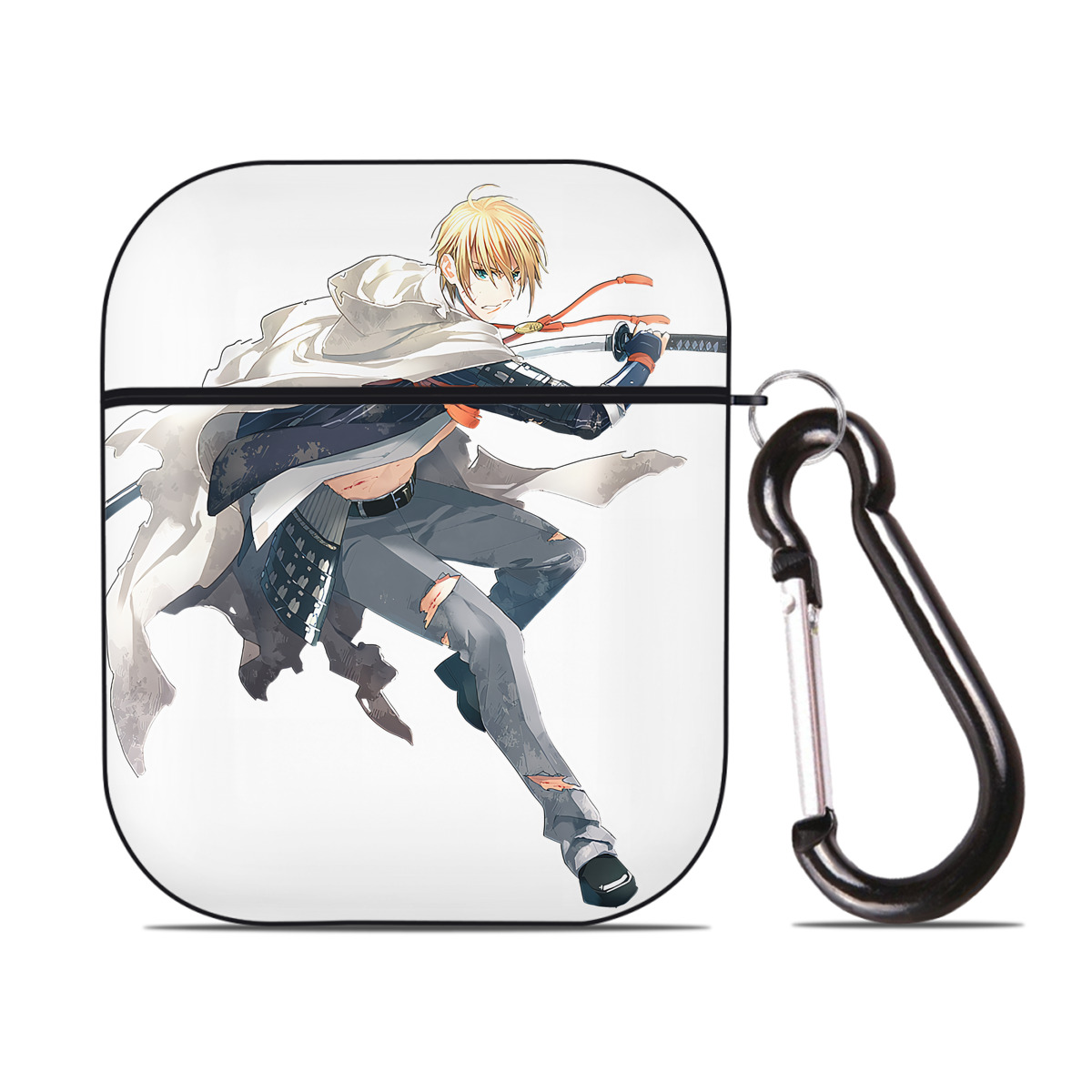 （画像用） 刀剣乱舞 Touken Ranbu AirPods 第2世代保護ケース ハードシェル ブラック 耐衝撃・防指紋・カラビナ付き