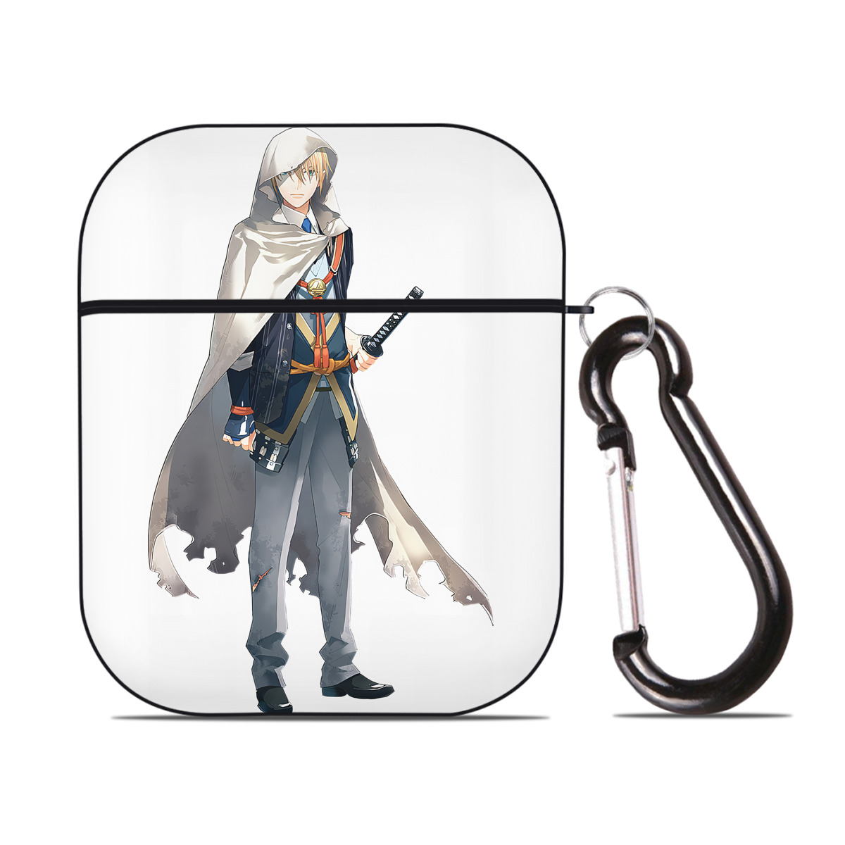 （画像用） 刀剣乱舞 Touken Ranbu AirPods 第2世代保護ケース ハードシェル ブラック 耐衝撃・防指紋・カラビナ付き