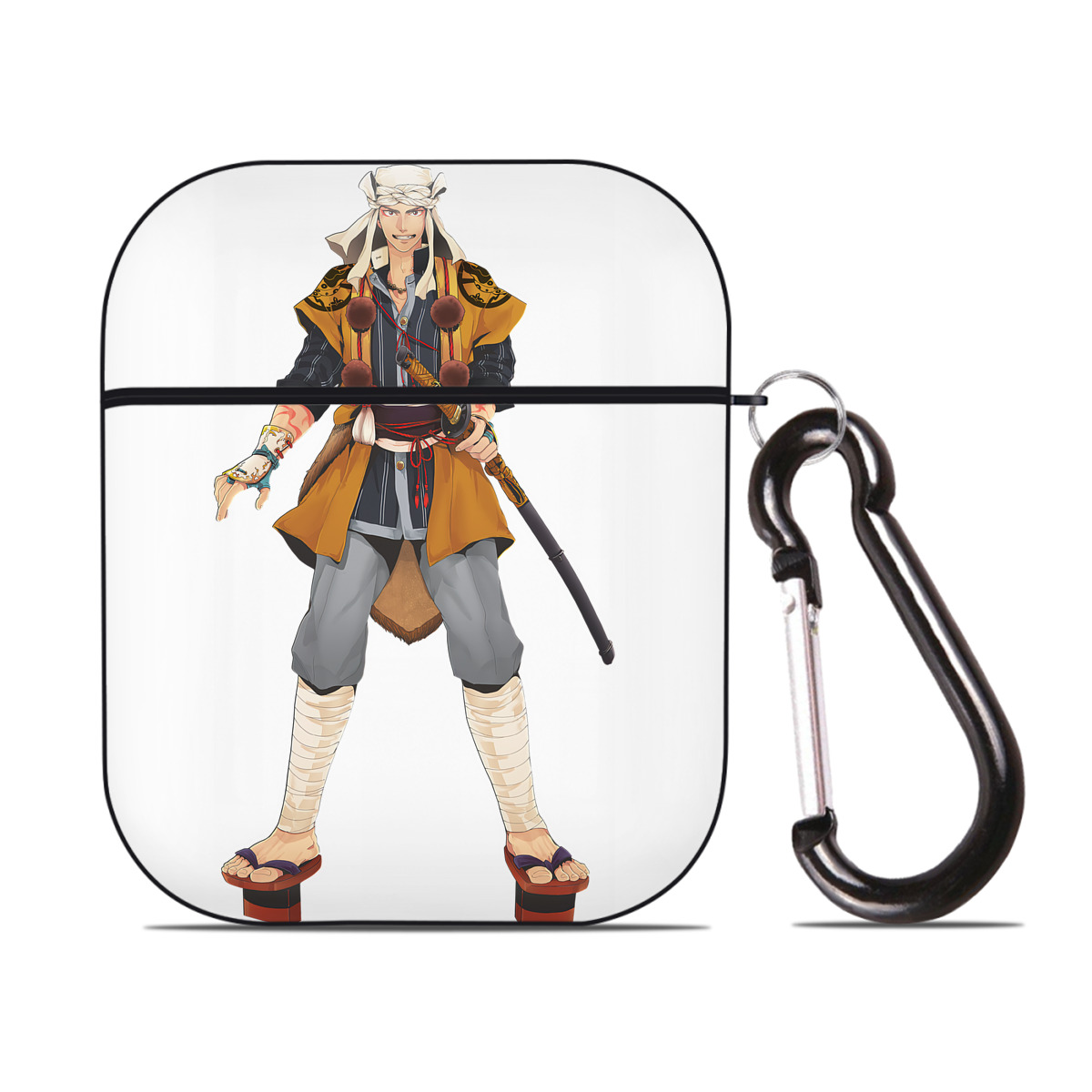 （画像用） 刀剣乱舞 Touken Ranbu AirPods 第2世代保護ケース ハードシェル ブラック 耐衝撃・防指紋・カラビナ付き