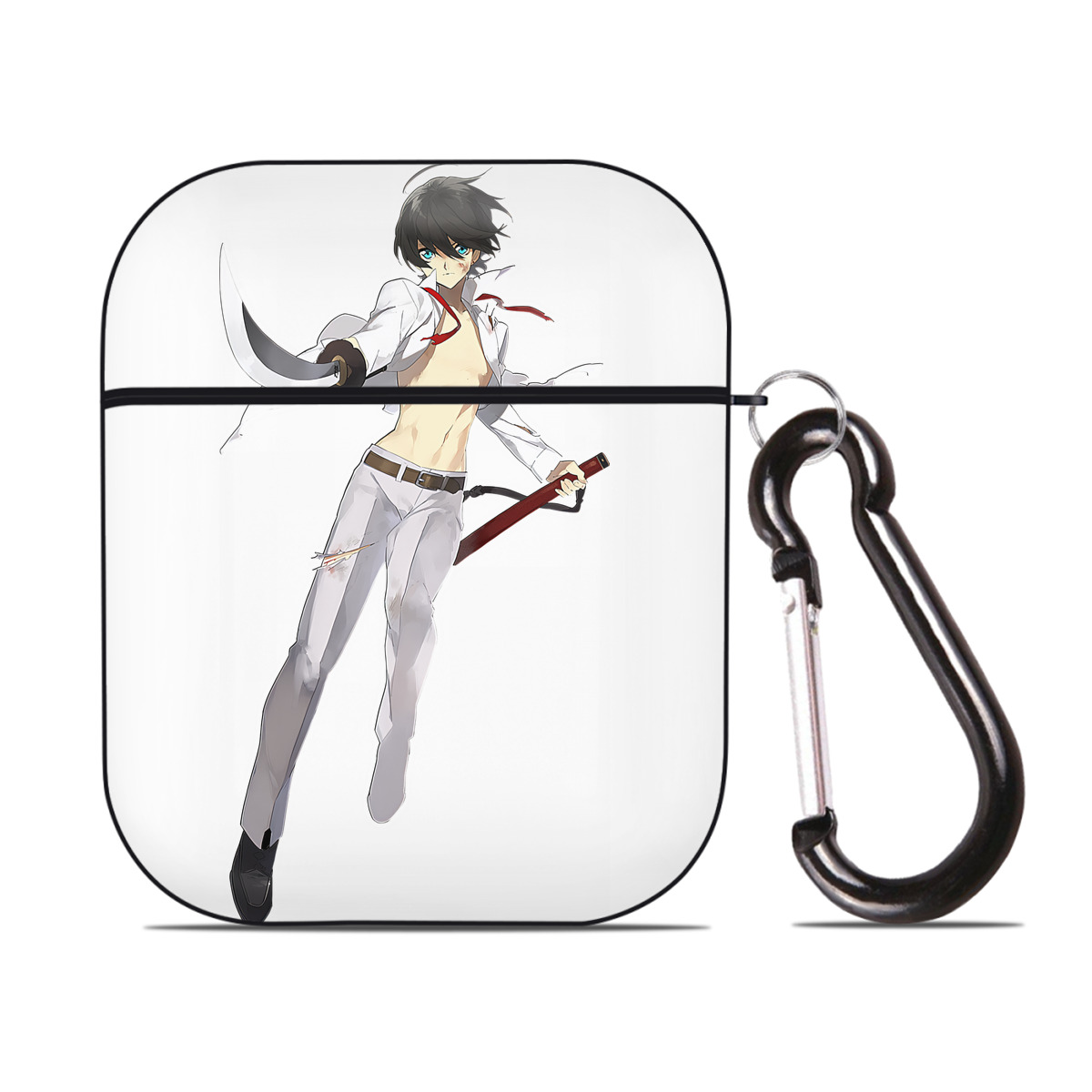 （画像用） 刀剣乱舞 Touken Ranbu AirPods 第2世代保護ケース ハードシェル ブラック 耐衝撃・防指紋・カラビナ付き
