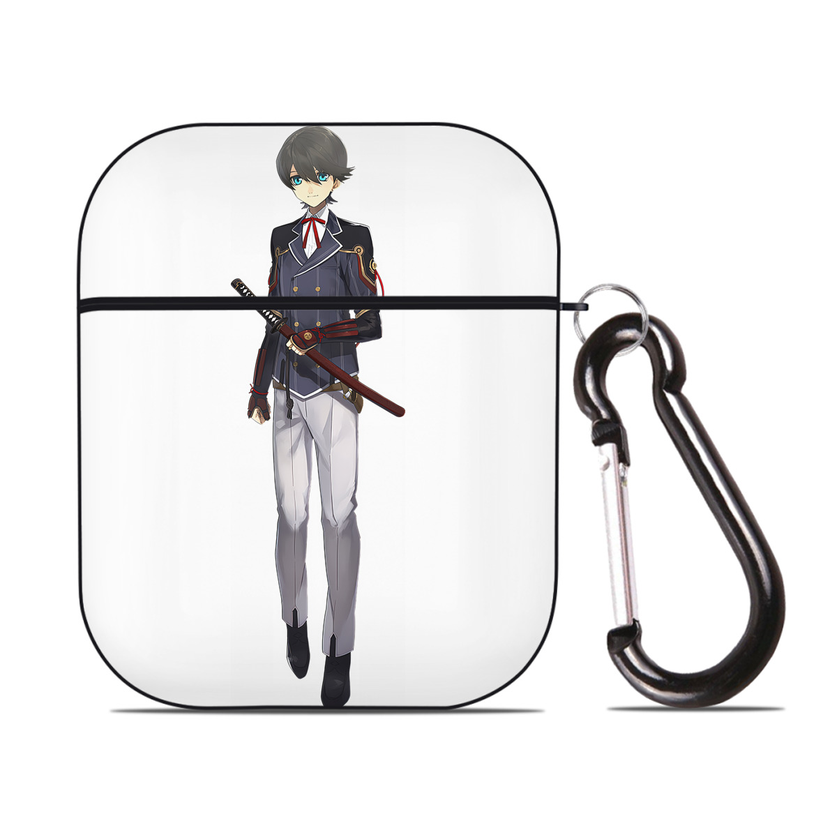 （画像用） 刀剣乱舞 Touken Ranbu AirPods 第2世代保護ケース ハードシェル ブラック 耐衝撃・防指紋・カラビナ付き