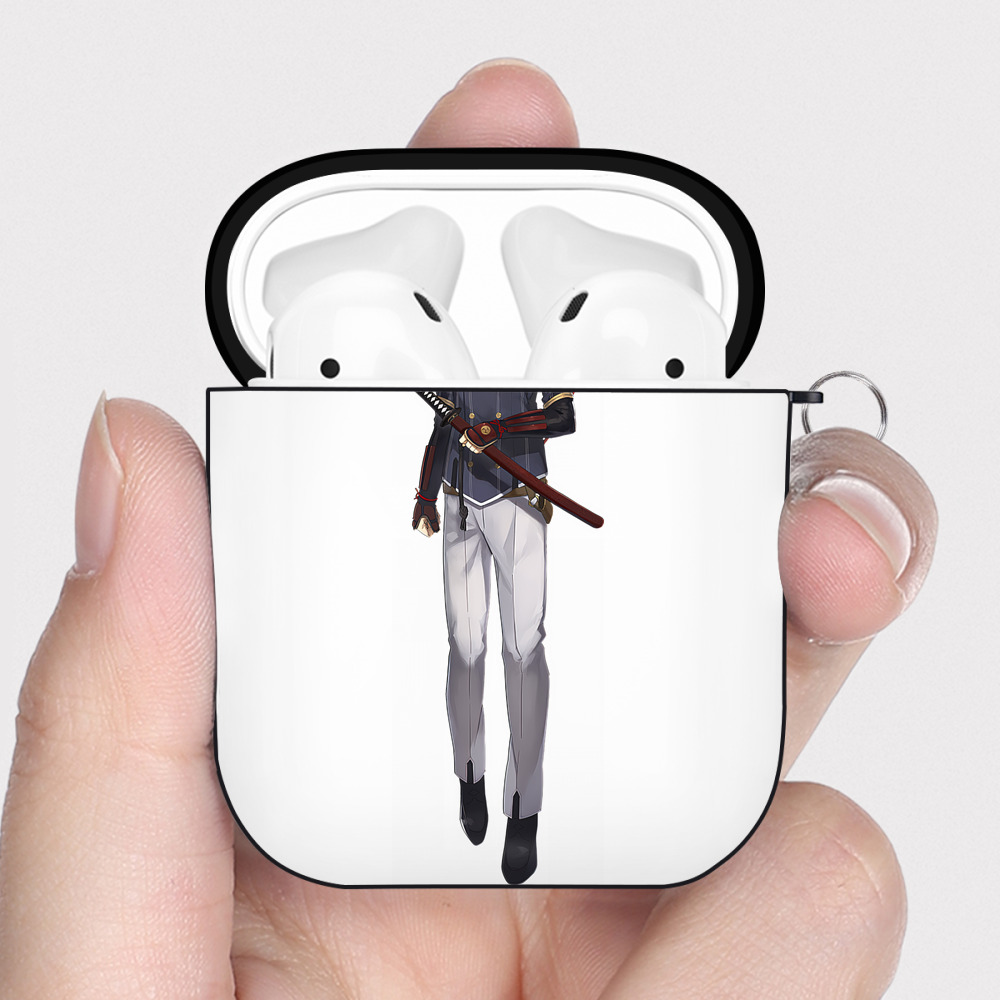 （画像用） 刀剣乱舞 Touken Ranbu AirPods 第2世代保護ケース ハードシェル ブラック 耐衝撃・防指紋・カラビナ付き