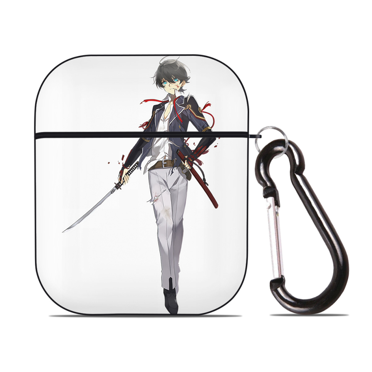 （画像用） 刀剣乱舞 Touken Ranbu AirPods 第2世代保護ケース ハードシェル ブラック 耐衝撃・防指紋・カラビナ付き