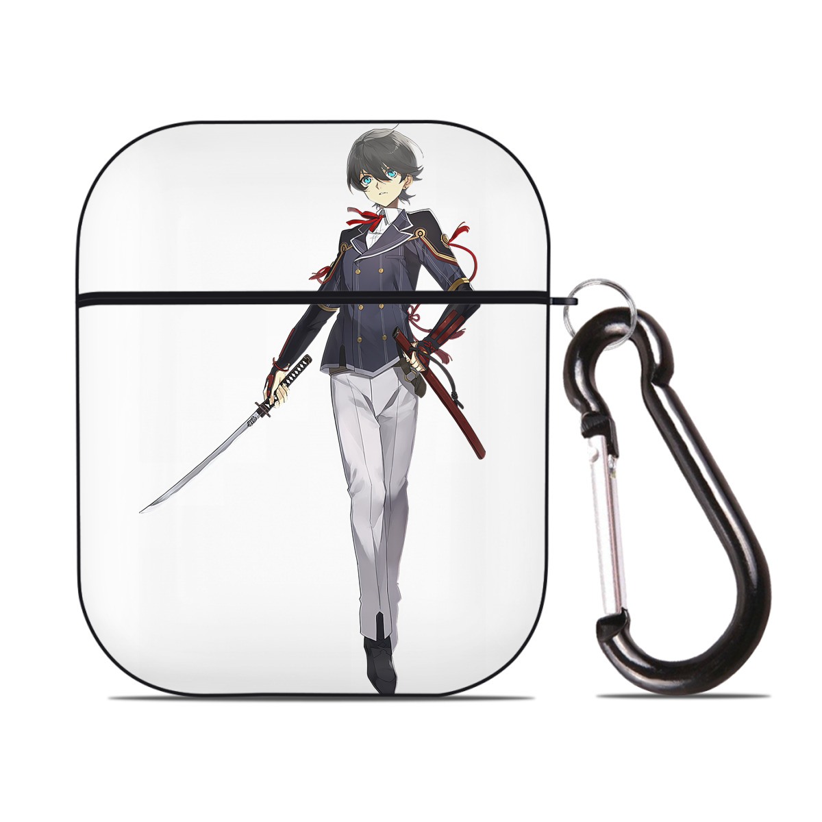 （画像用） 刀剣乱舞 Touken Ranbu AirPods 第2世代保護ケース ハードシェル ブラック 耐衝撃・防指紋・カラビナ付き