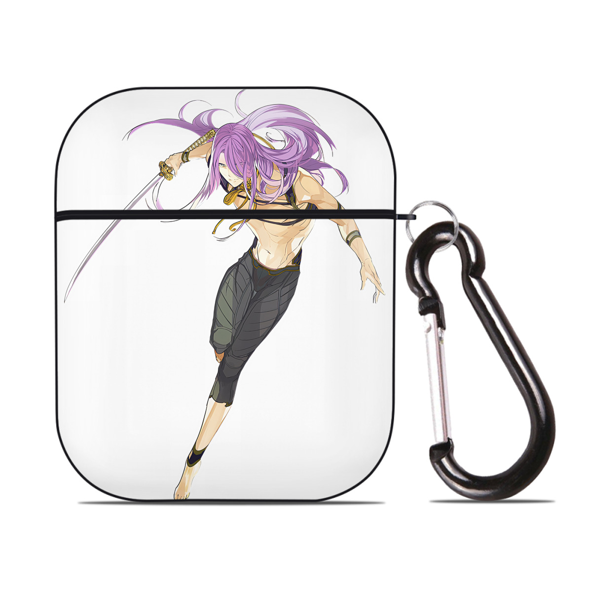 （画像用） 刀剣乱舞 Touken Ranbu AirPods 第2世代保護ケース ハードシェル ブラック 耐衝撃・防指紋・カラビナ付き