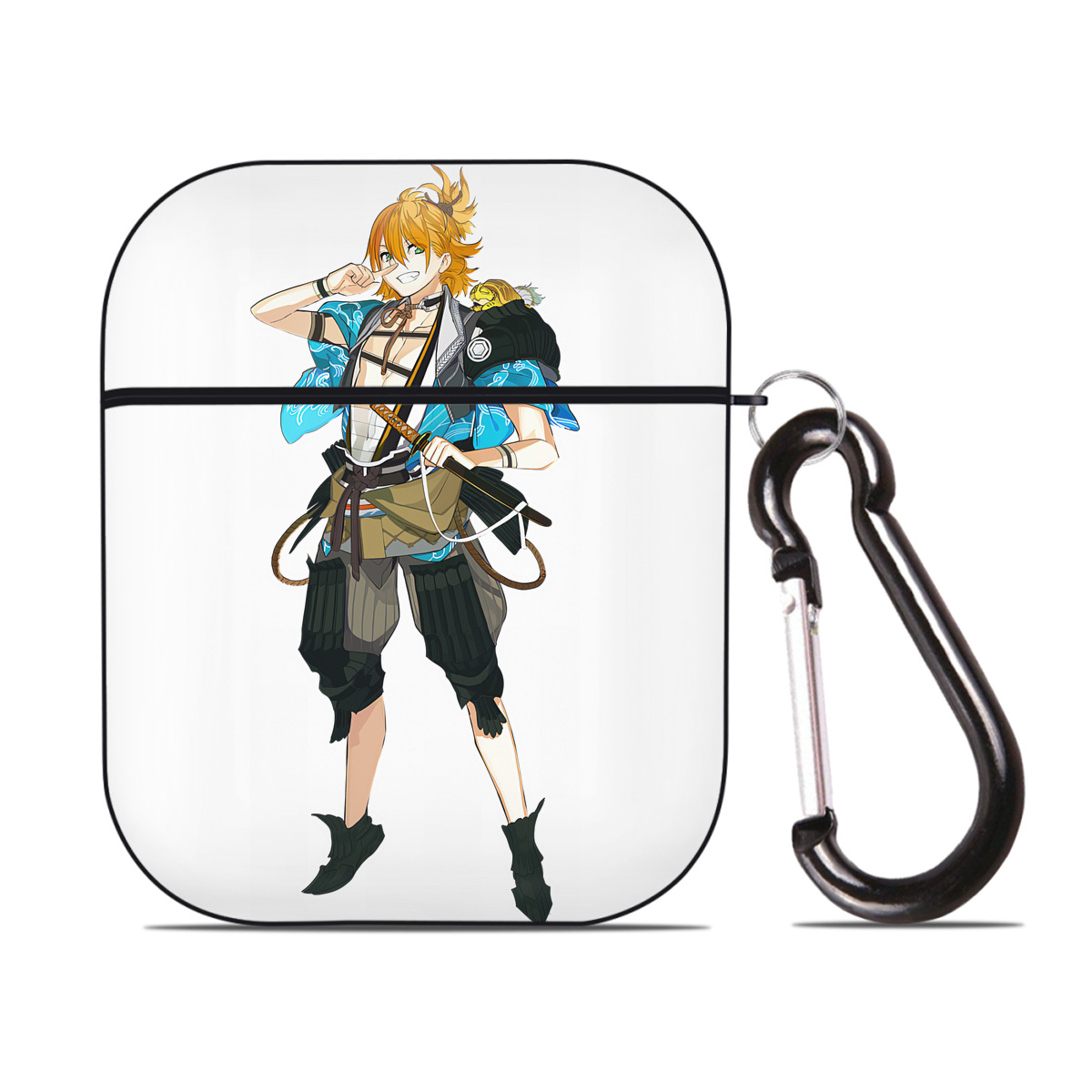 （画像用） 刀剣乱舞 Touken Ranbu AirPods 第2世代保護ケース ハードシェル ブラック 耐衝撃・防指紋・カラビナ付き