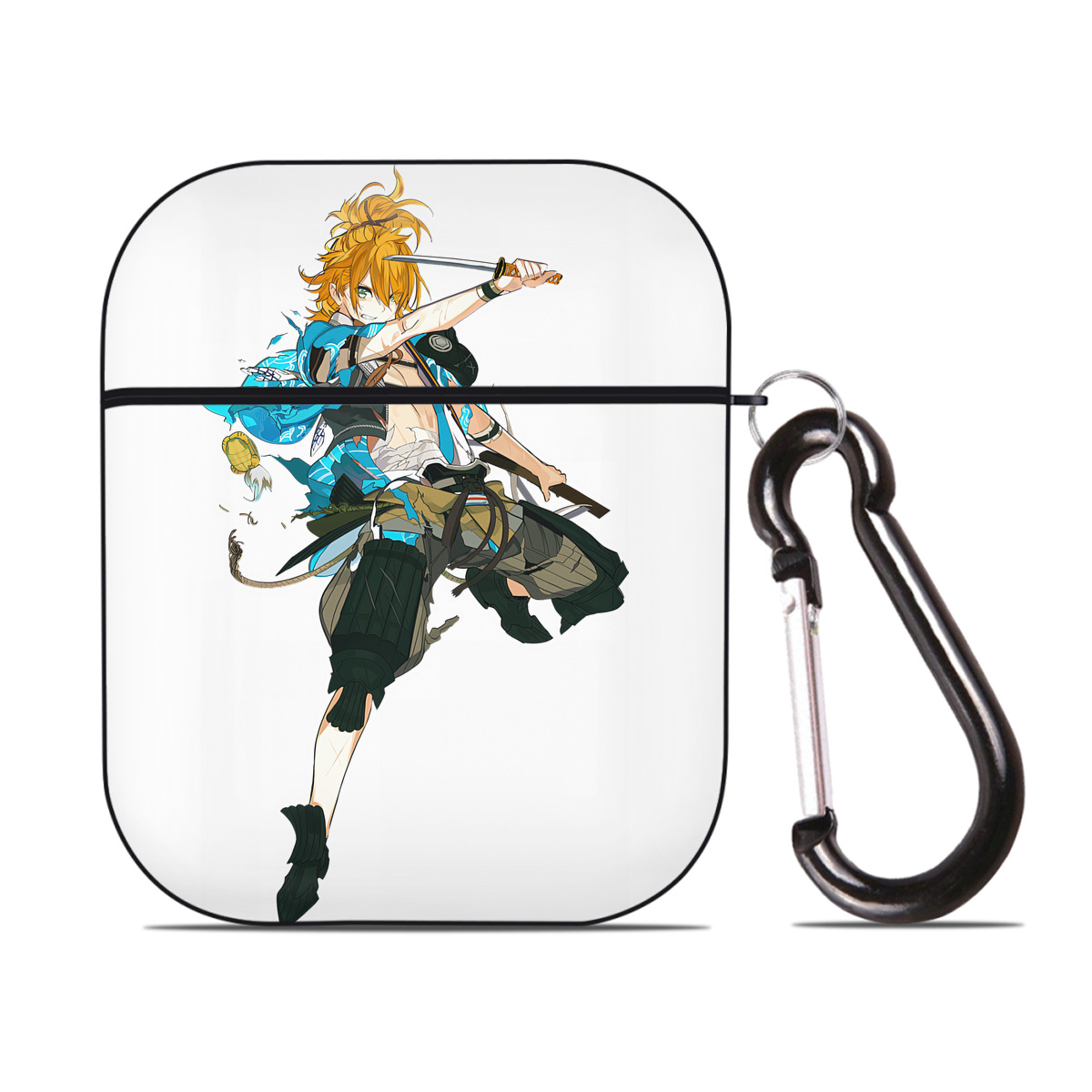 （画像用） 刀剣乱舞 Touken Ranbu AirPods 第2世代保護ケース ハードシェル ブラック 耐衝撃・防指紋・カラビナ付き