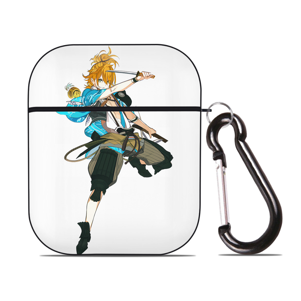 （画像用） 刀剣乱舞 Touken Ranbu AirPods 第2世代保護ケース ハードシェル ブラック 耐衝撃・防指紋・カラビナ付き