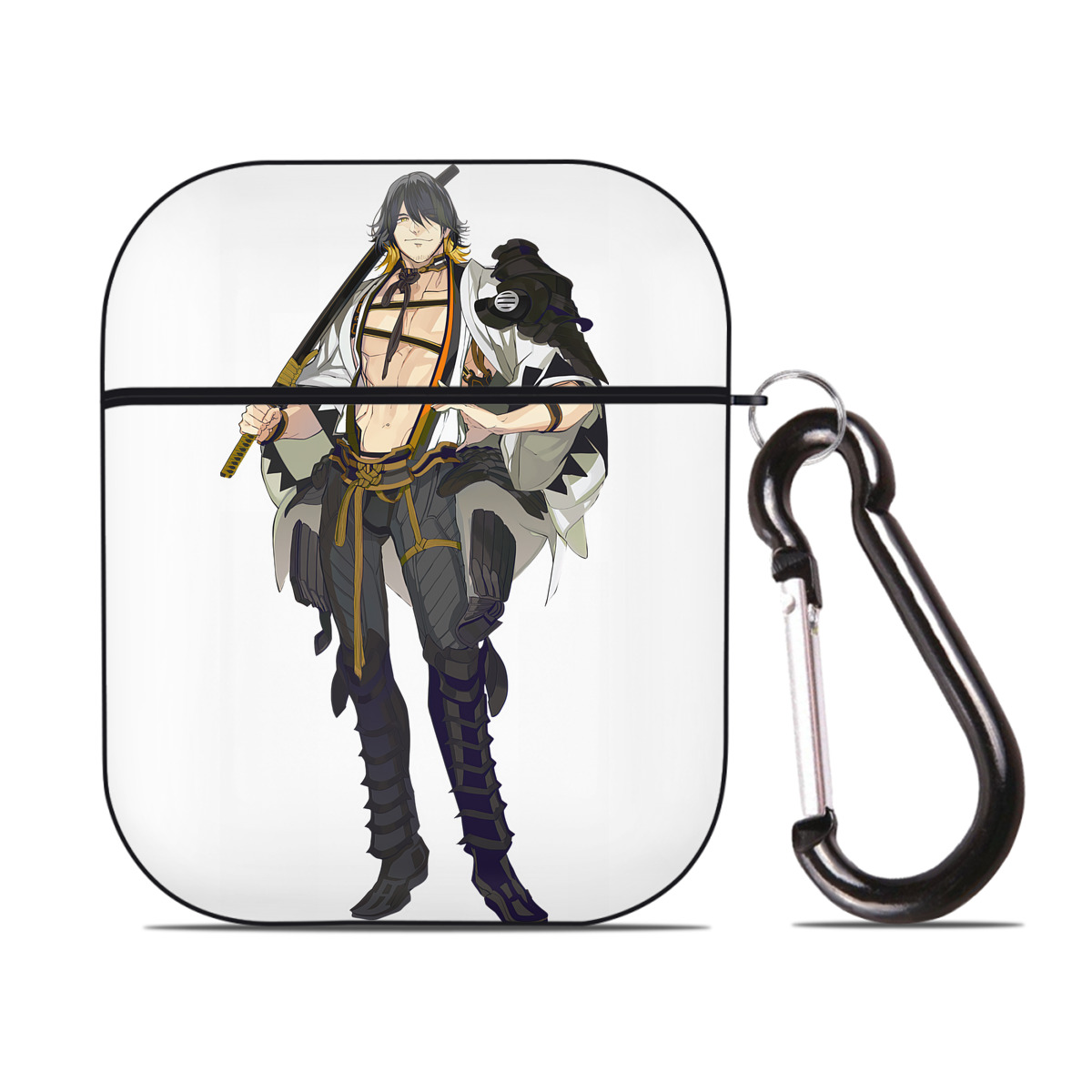 （画像用） 刀剣乱舞 Touken Ranbu AirPods 第2世代保護ケース ハードシェル ブラック 耐衝撃・防指紋・カラビナ付き