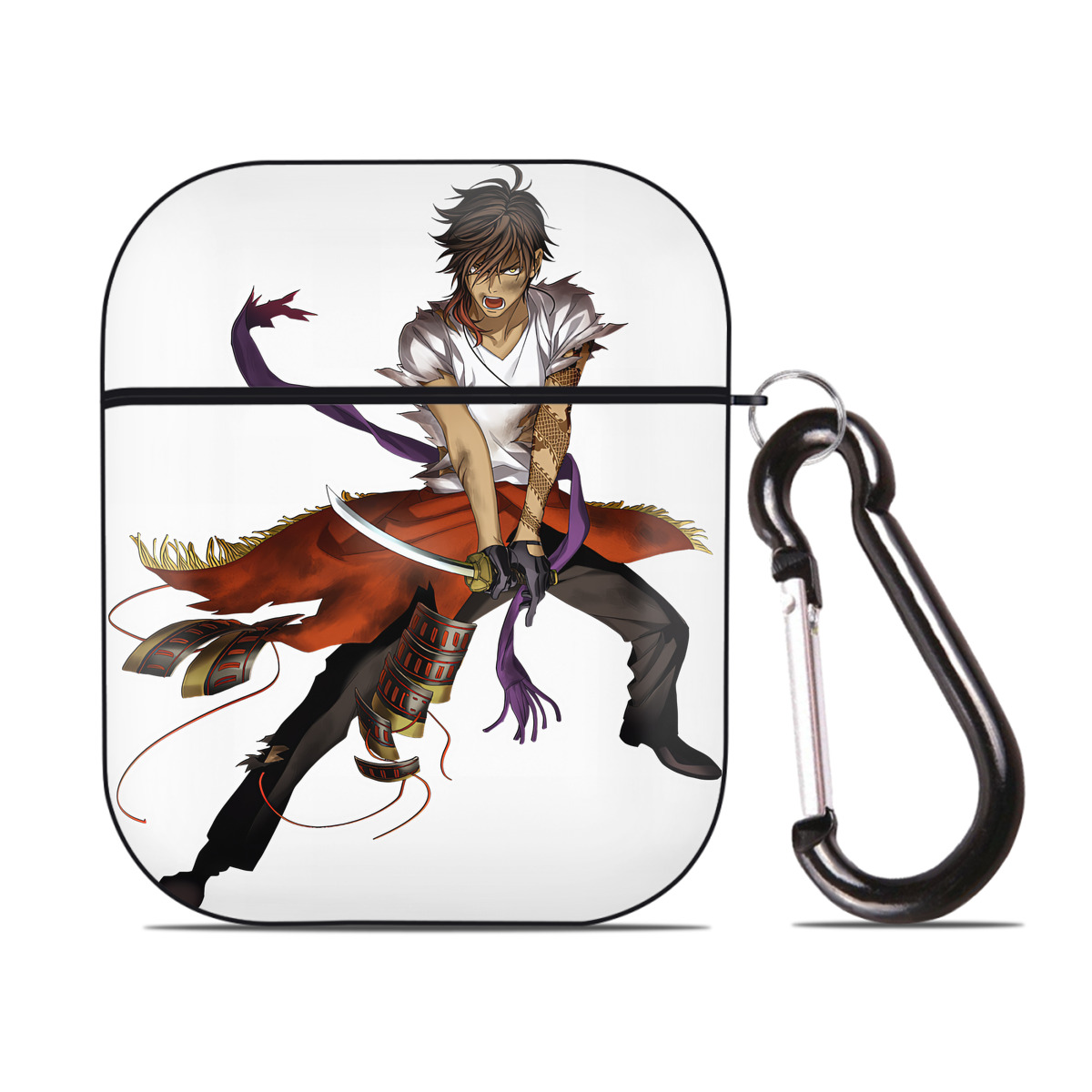 （画像用） 刀剣乱舞 Touken Ranbu AirPods 第2世代保護ケース ハードシェル ブラック 耐衝撃・防指紋・カラビナ付き
