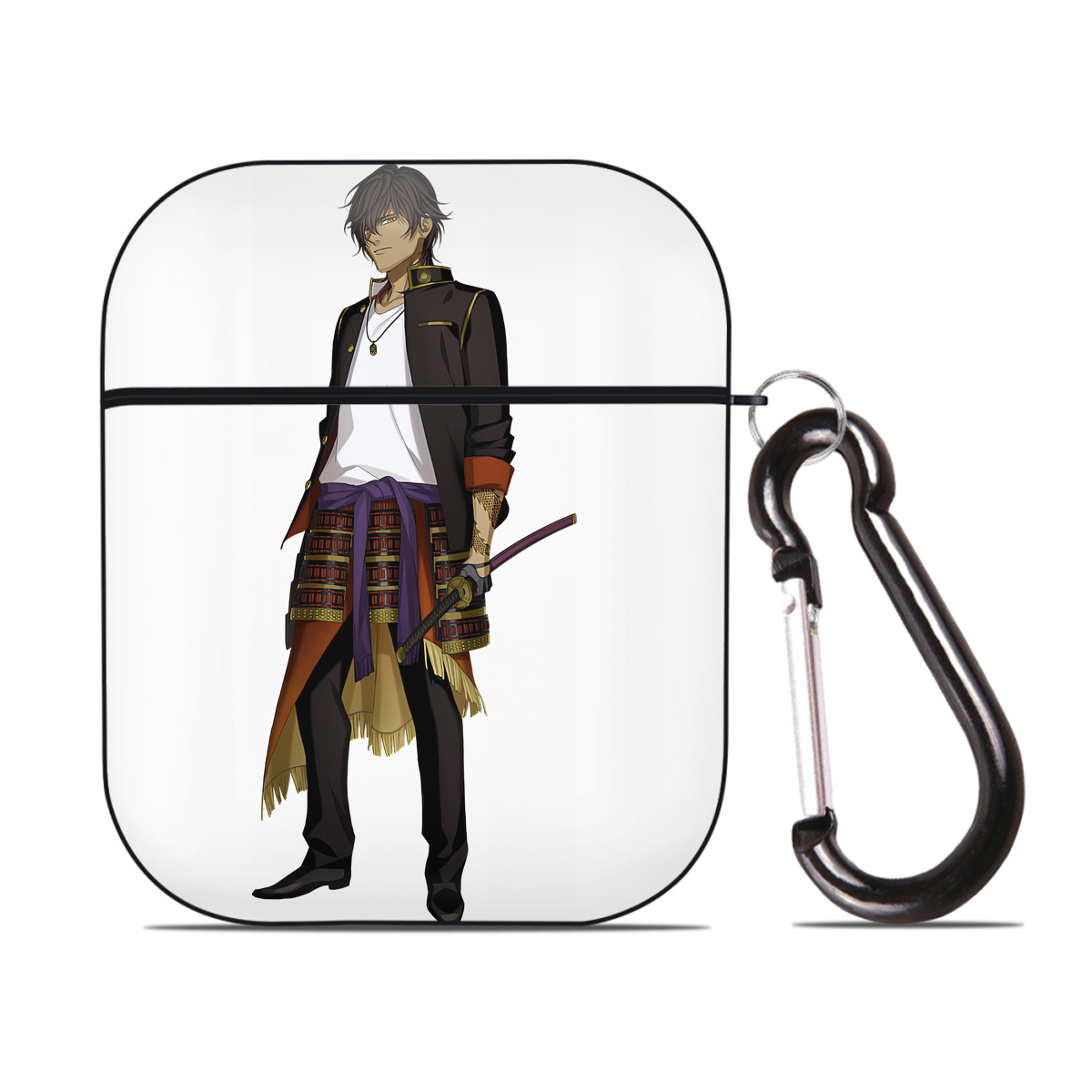 （画像用） 刀剣乱舞 Touken Ranbu AirPods 第2世代保護ケース ハードシェル ブラック 耐衝撃・防指紋・カラビナ付き
