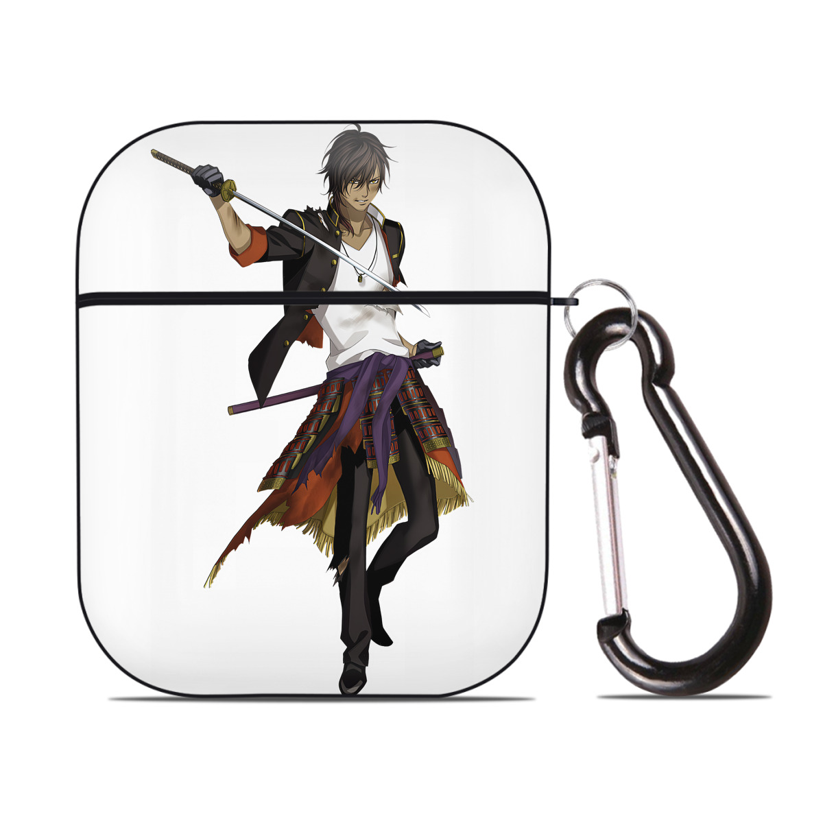 （画像用） 刀剣乱舞 Touken Ranbu AirPods 第2世代保護ケース ハードシェル ブラック 耐衝撃・防指紋・カラビナ付き