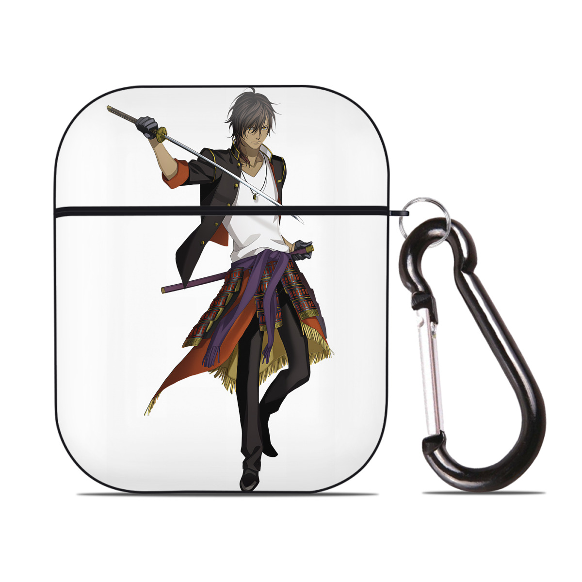 （画像用） 刀剣乱舞 Touken Ranbu AirPods 第2世代保護ケース ハードシェル ブラック 耐衝撃・防指紋・カラビナ付き