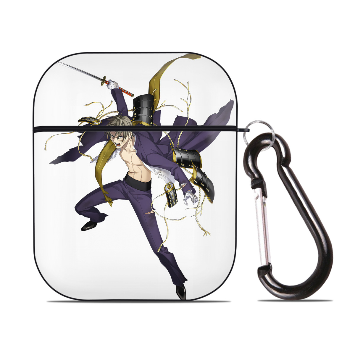 （画像用） 刀剣乱舞 Touken Ranbu AirPods 第2世代保護ケース ハードシェル ブラック 耐衝撃・防指紋・カラビナ付き