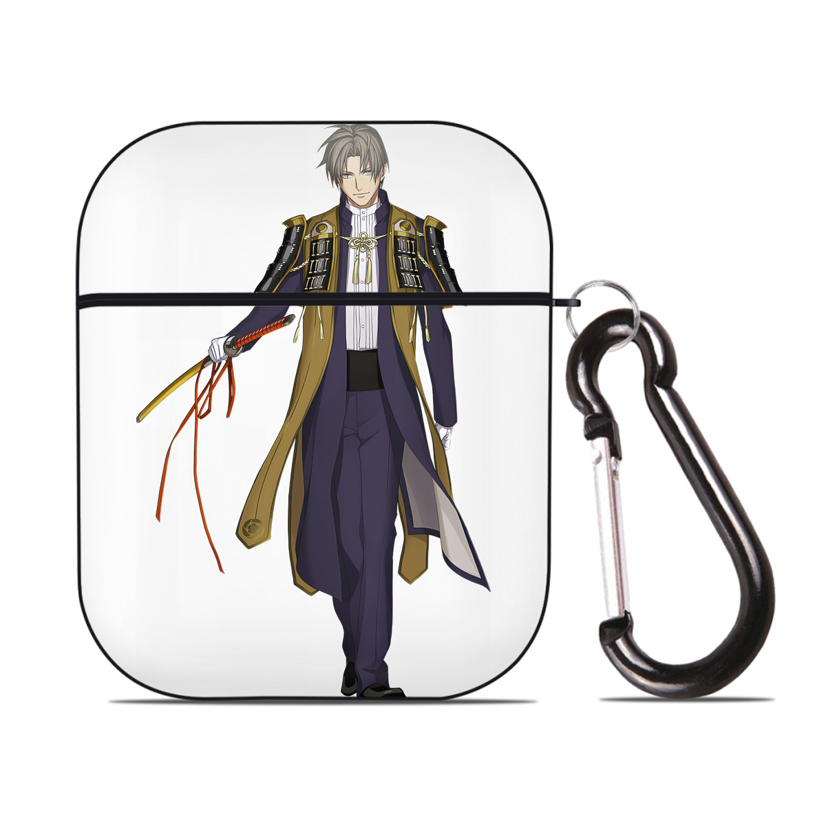 （画像用） 刀剣乱舞 Touken Ranbu AirPods 第2世代保護ケース ハードシェル ブラック 耐衝撃・防指紋・カラビナ付き