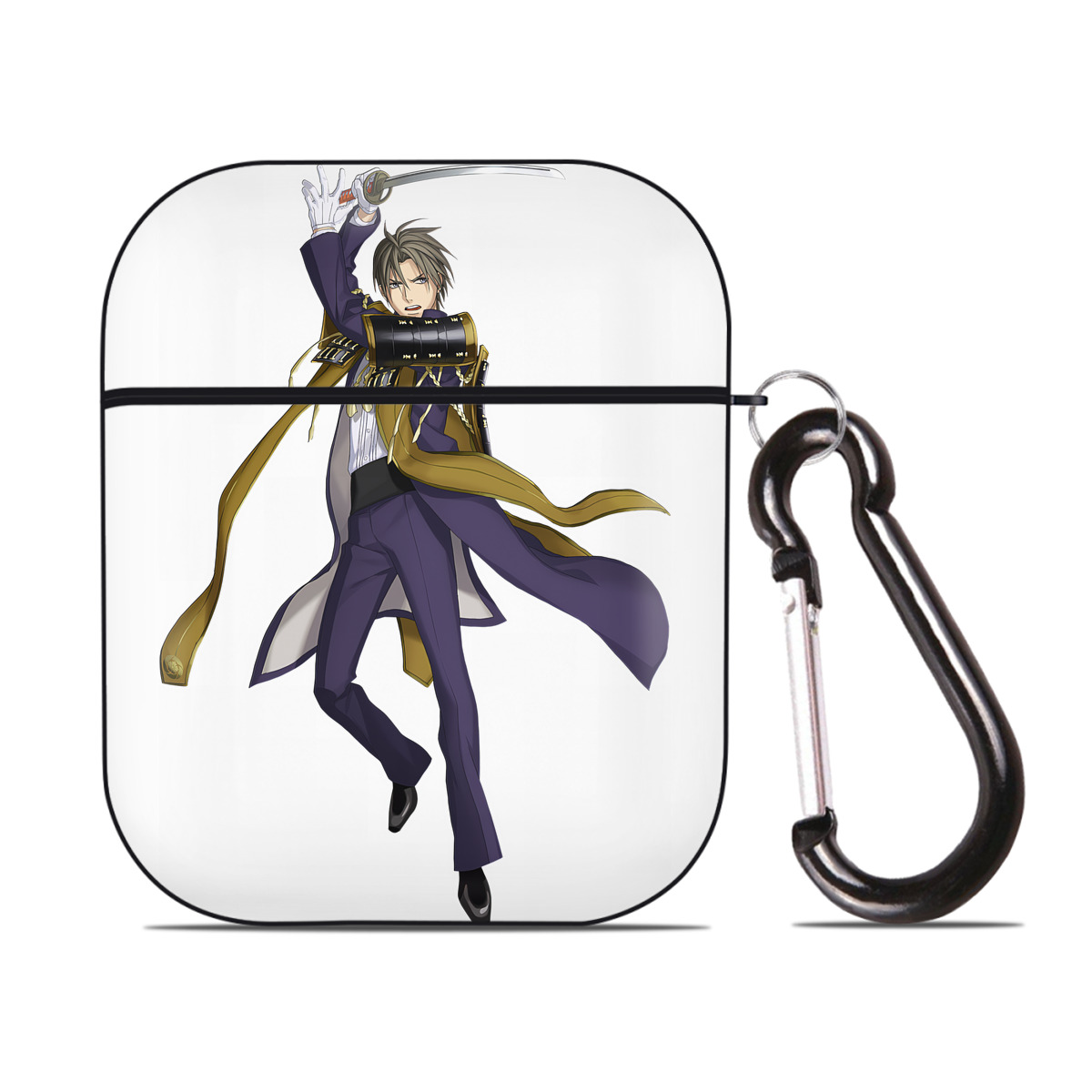 （画像用） 刀剣乱舞 Touken Ranbu AirPods 第2世代保護ケース ハードシェル ブラック 耐衝撃・防指紋・カラビナ付き