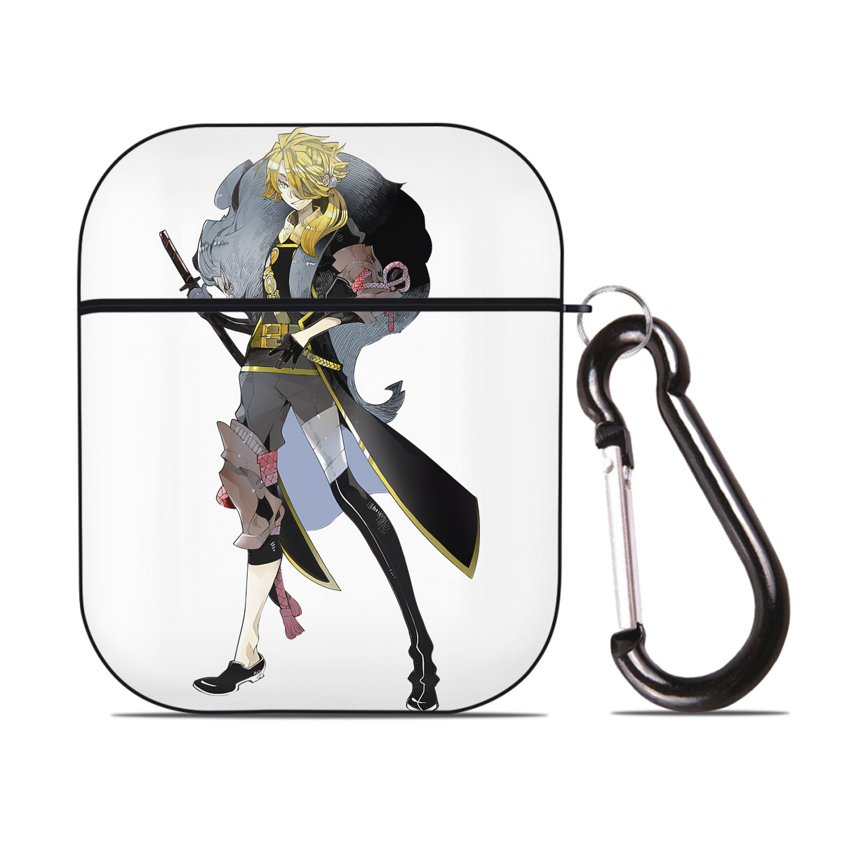 （画像用） 刀剣乱舞 Touken Ranbu AirPods 第2世代保護ケース ハードシェル ブラック 耐衝撃・防指紋・カラビナ付き