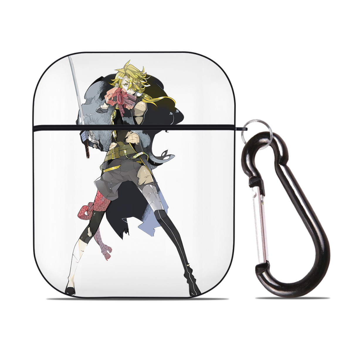（画像用） 刀剣乱舞 Touken Ranbu AirPods 第2世代保護ケース ハードシェル ブラック 耐衝撃・防指紋・カラビナ付き