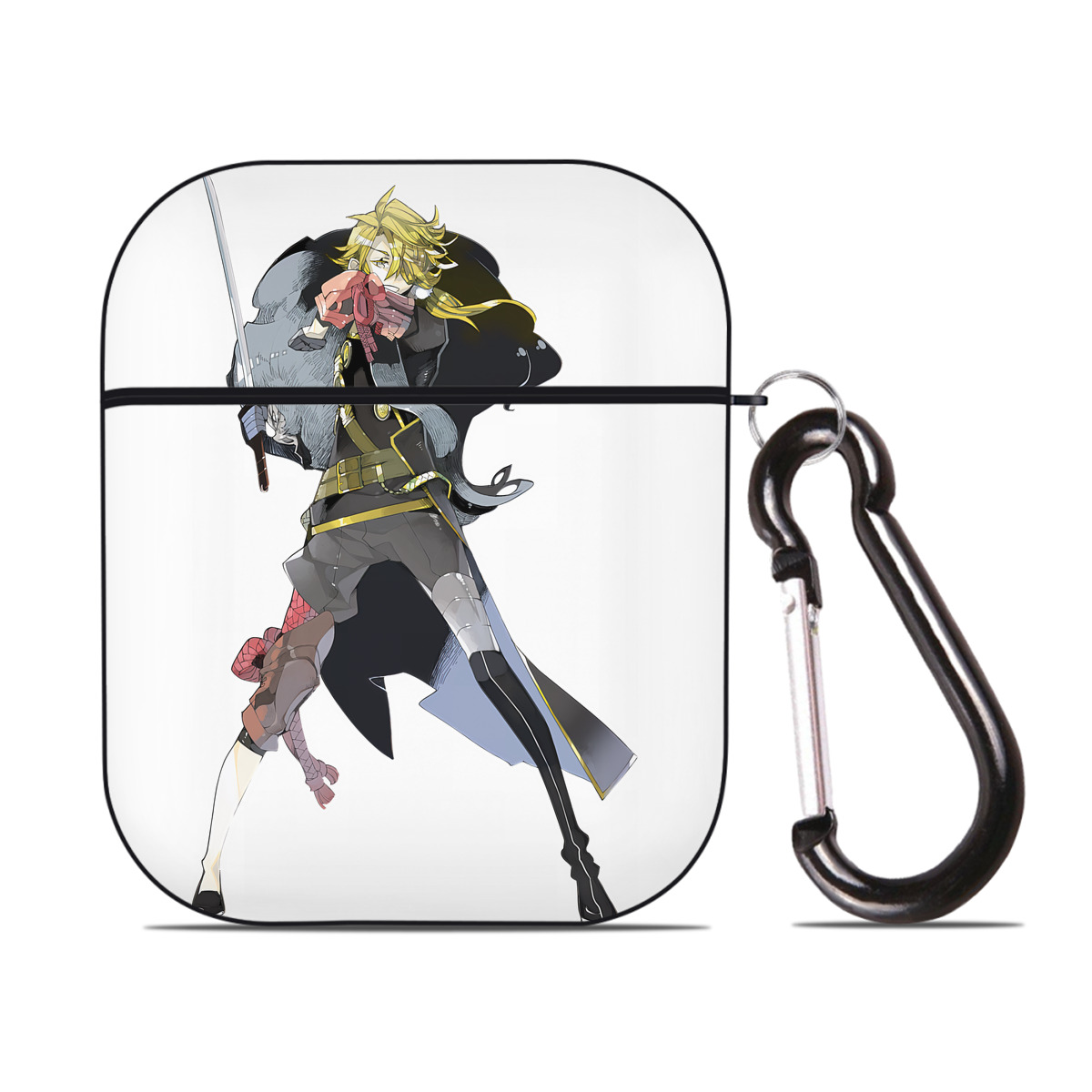 （画像用） 刀剣乱舞 Touken Ranbu AirPods 第2世代保護ケース ハードシェル ブラック 耐衝撃・防指紋・カラビナ付き