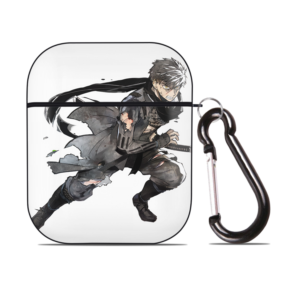 （画像用） 刀剣乱舞 Touken Ranbu AirPods 第2世代保護ケース ハードシェル ブラック 耐衝撃・防指紋・カラビナ付き