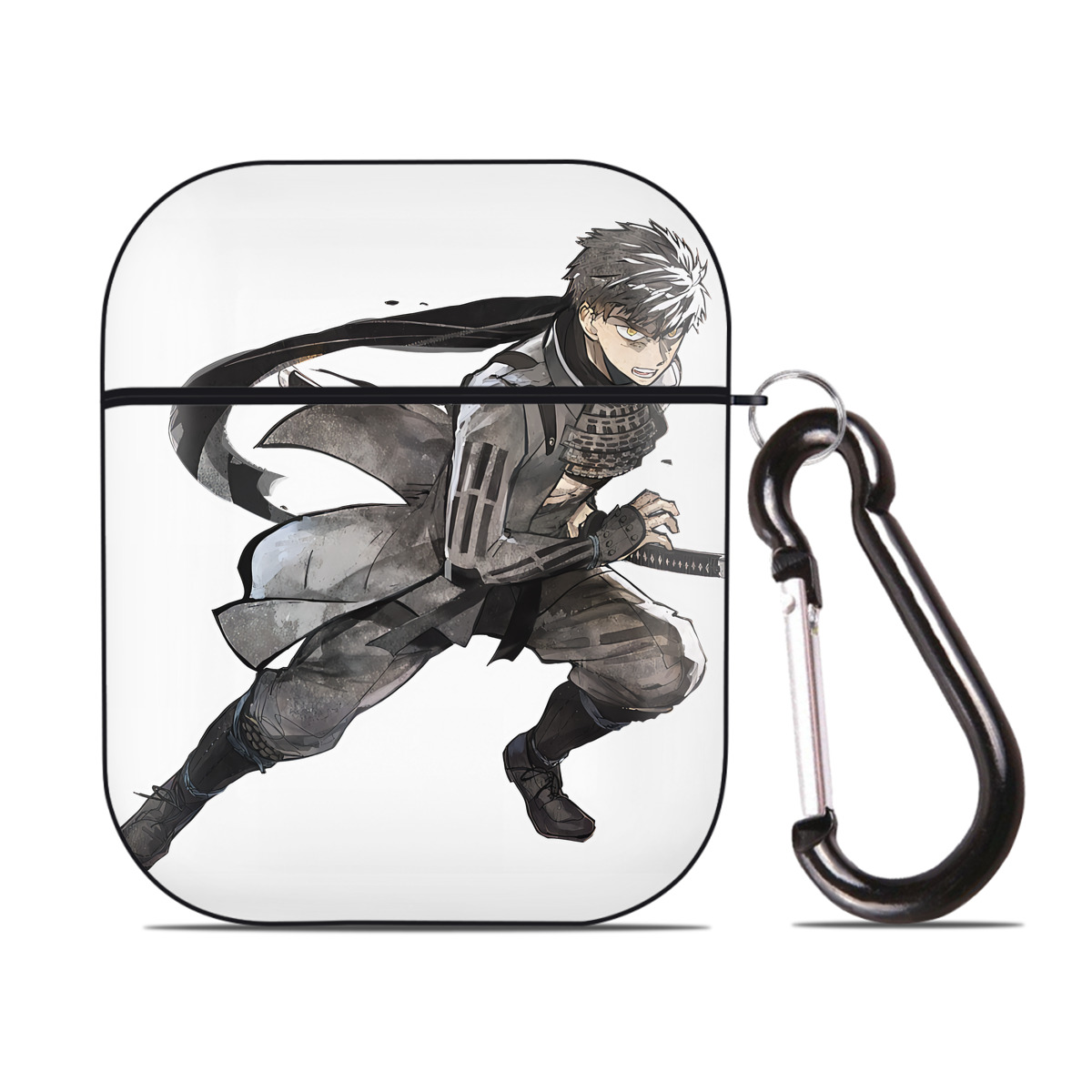 （画像用） 刀剣乱舞 Touken Ranbu AirPods 第2世代保護ケース ハードシェル ブラック 耐衝撃・防指紋・カラビナ付き