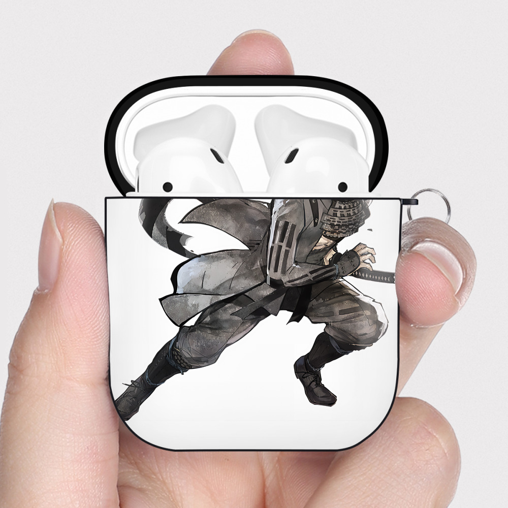 （画像用） 刀剣乱舞 Touken Ranbu AirPods 第2世代保護ケース ハードシェル ブラック 耐衝撃・防指紋・カラビナ付き