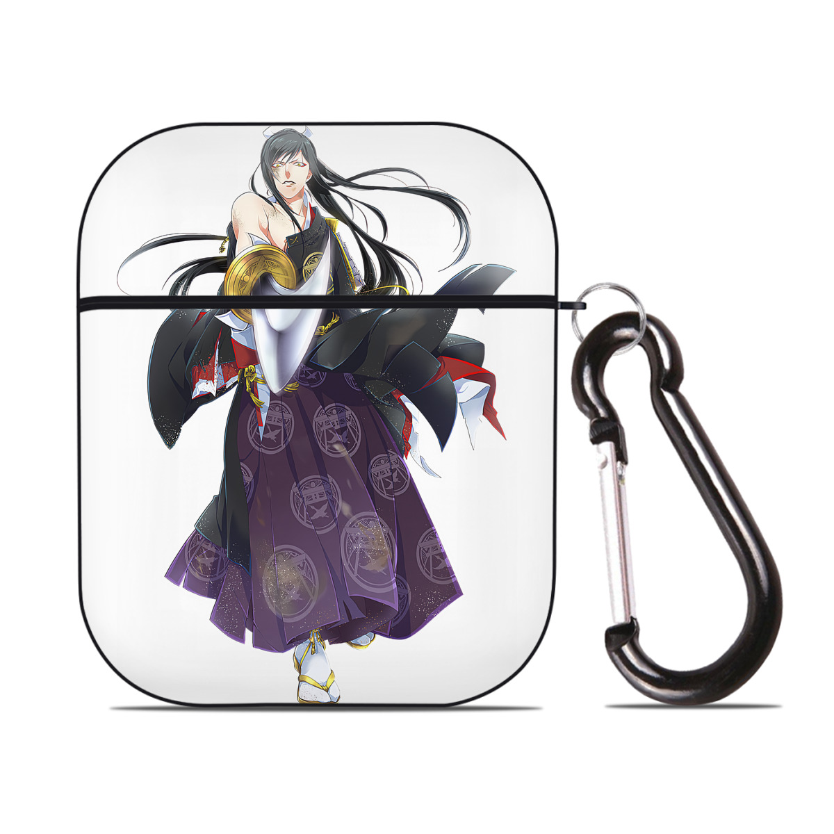 （画像用） 刀剣乱舞 Touken Ranbu AirPods 第2世代保護ケース ハードシェル ブラック 耐衝撃・防指紋・カラビナ付き