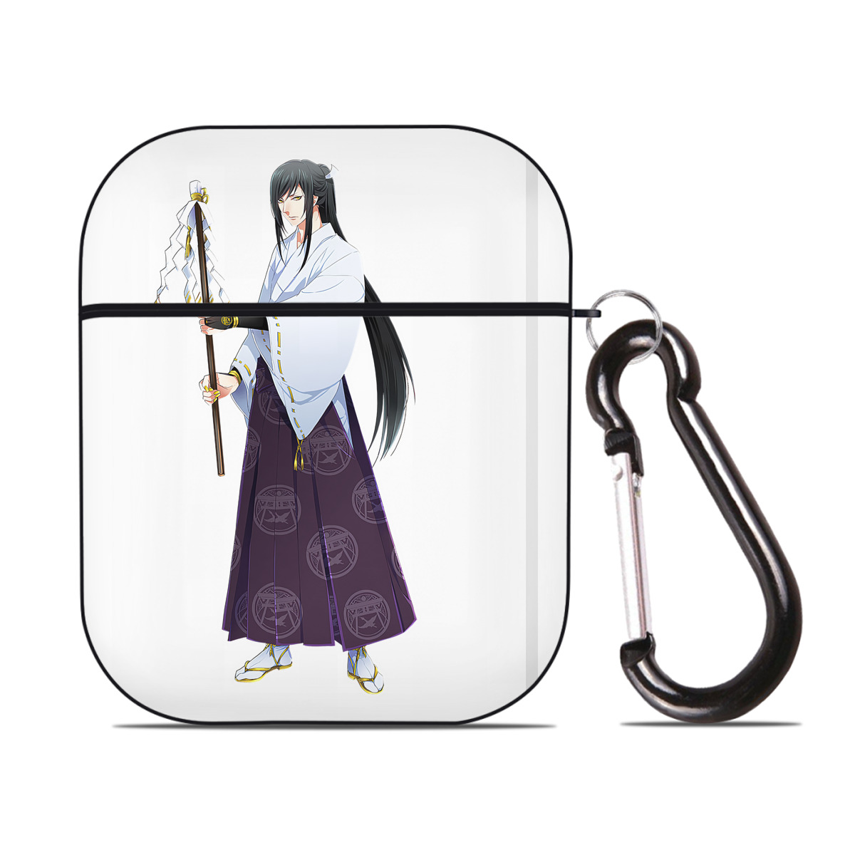 （画像用） 刀剣乱舞 Touken Ranbu AirPods 第2世代保護ケース ハードシェル ブラック 耐衝撃・防指紋・カラビナ付き