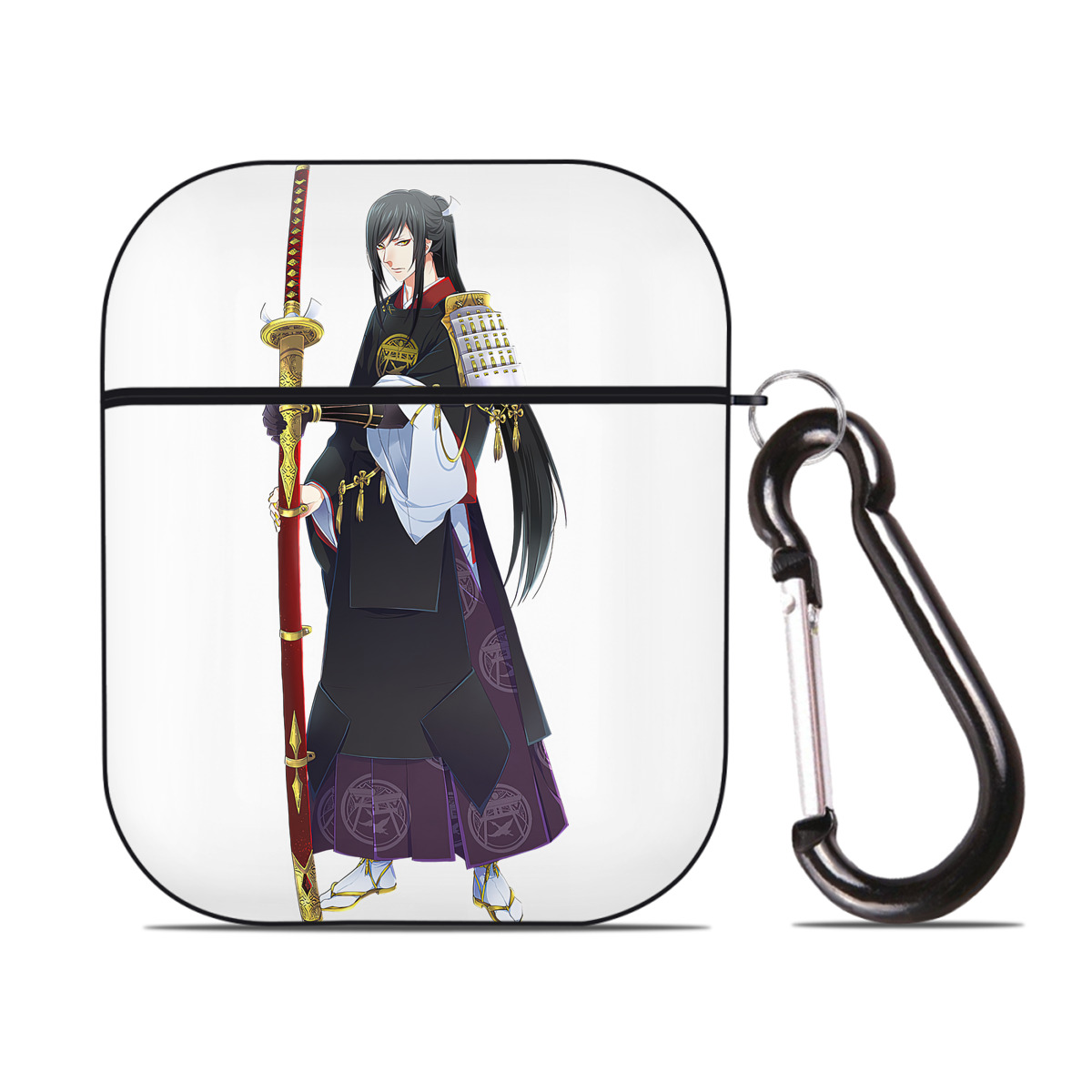 （画像用） 刀剣乱舞 Touken Ranbu AirPods 第2世代保護ケース ハードシェル ブラック 耐衝撃・防指紋・カラビナ付き