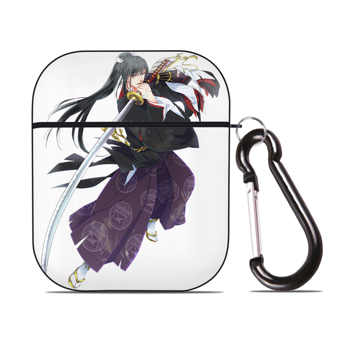 （画像用） 刀剣乱舞 Touken Ranbu AirPods 第2世代保護ケース ハードシェル ブラック 耐衝撃・防指紋・カラビナ付き