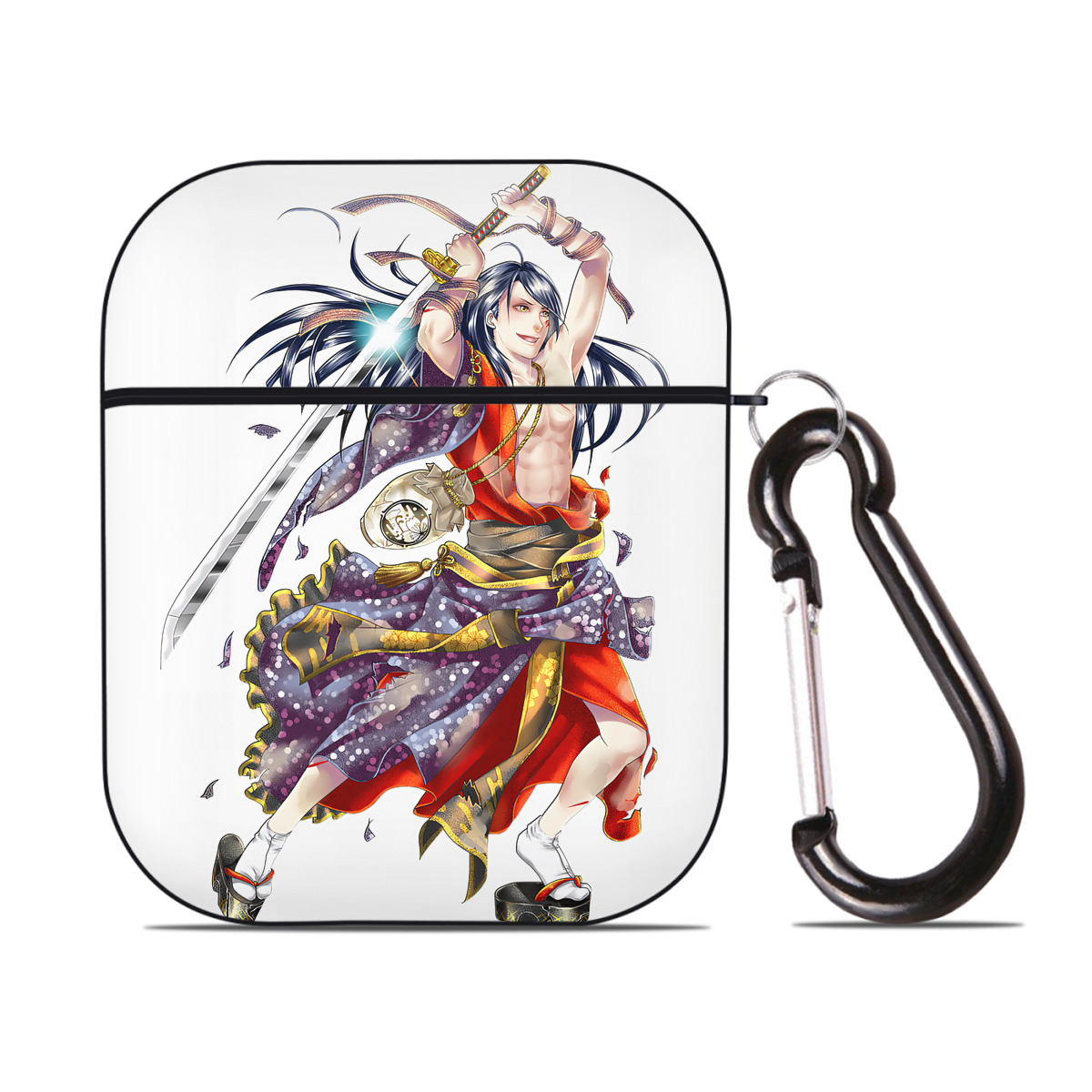 （画像用） 刀剣乱舞 Touken Ranbu AirPods 第2世代保護ケース ハードシェル ブラック 耐衝撃・防指紋・カラビナ付き