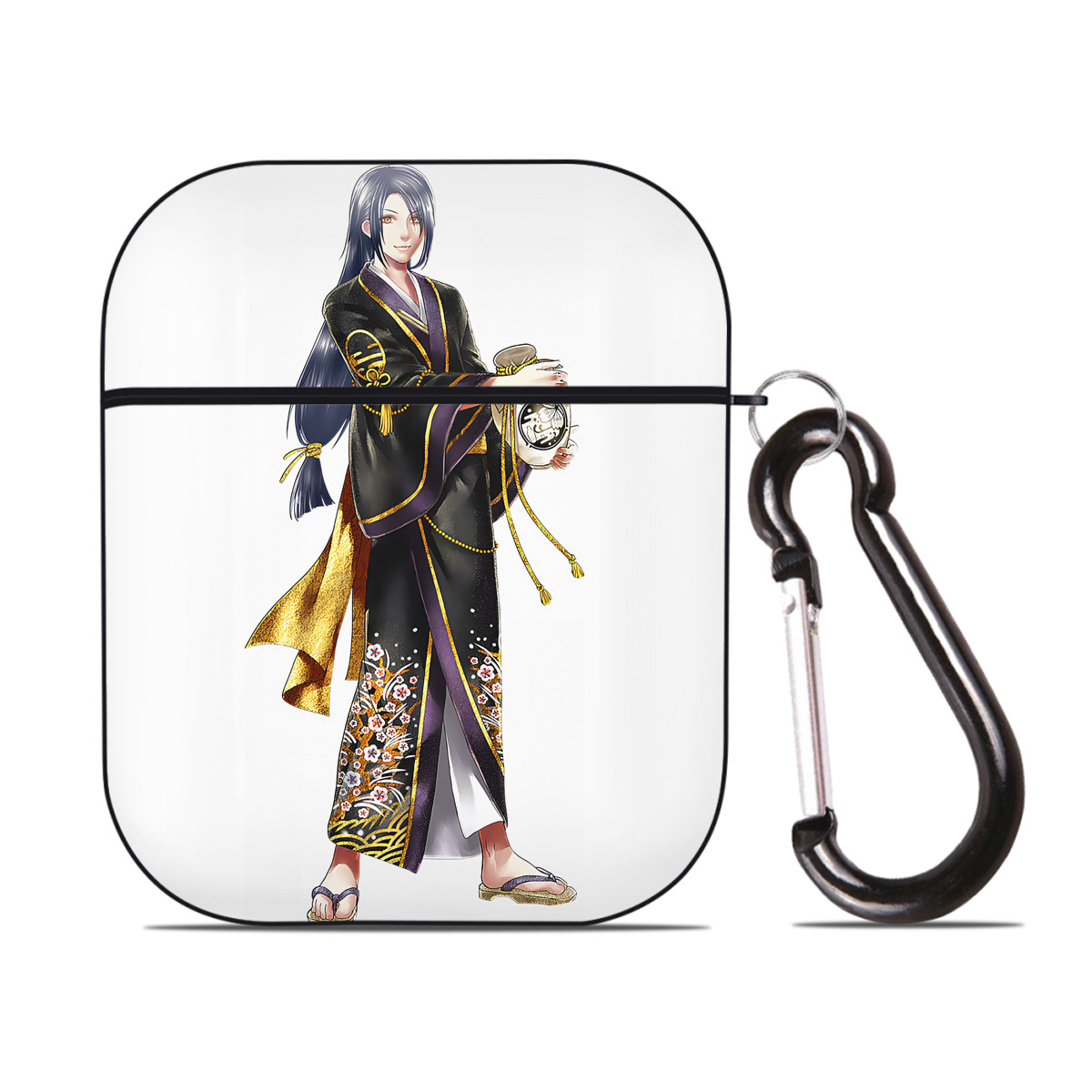 （画像用） 刀剣乱舞 Touken Ranbu AirPods 第2世代保護ケース ハードシェル ブラック 耐衝撃・防指紋・カラビナ付き