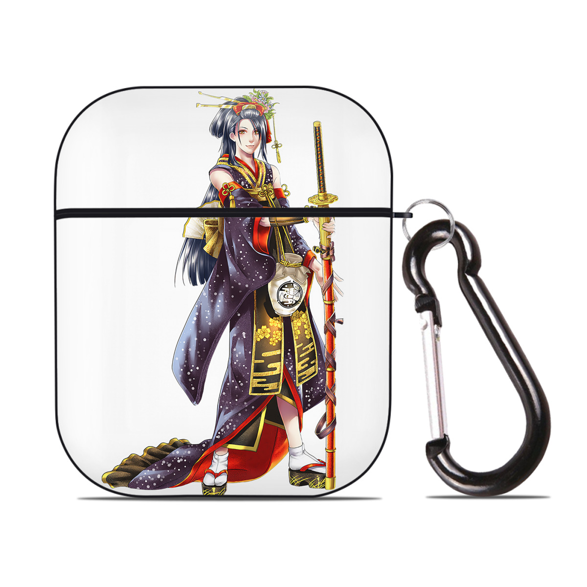 （画像用） 刀剣乱舞 Touken Ranbu AirPods 第2世代保護ケース ハードシェル ブラック 耐衝撃・防指紋・カラビナ付き