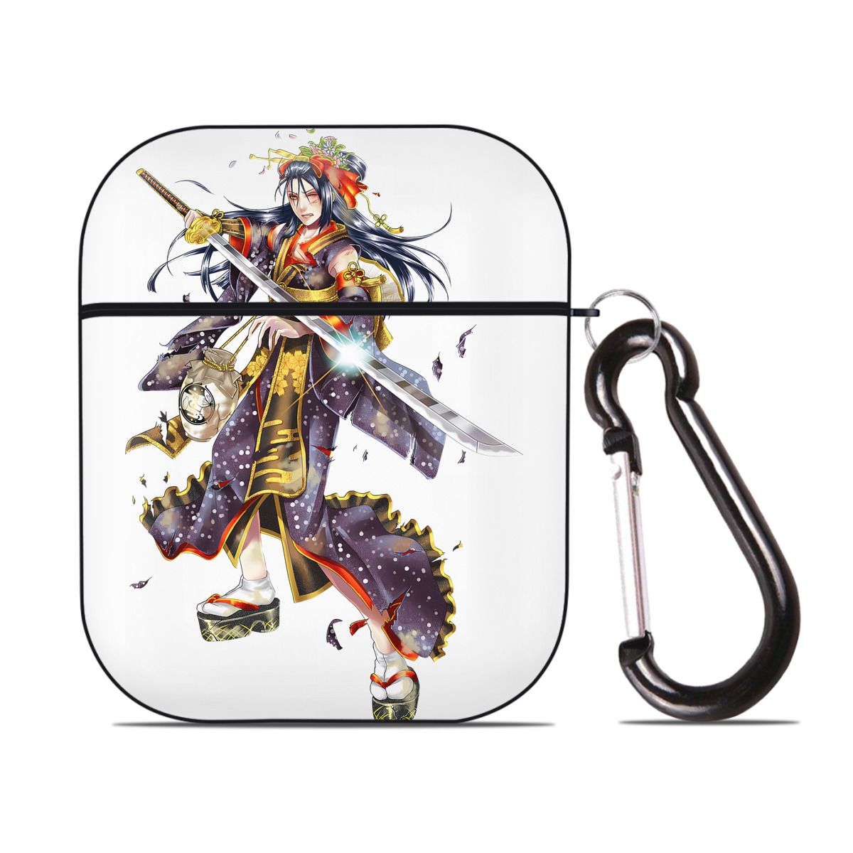 （画像用） 刀剣乱舞 Touken Ranbu AirPods 第2世代保護ケース ハードシェル ブラック 耐衝撃・防指紋・カラビナ付き