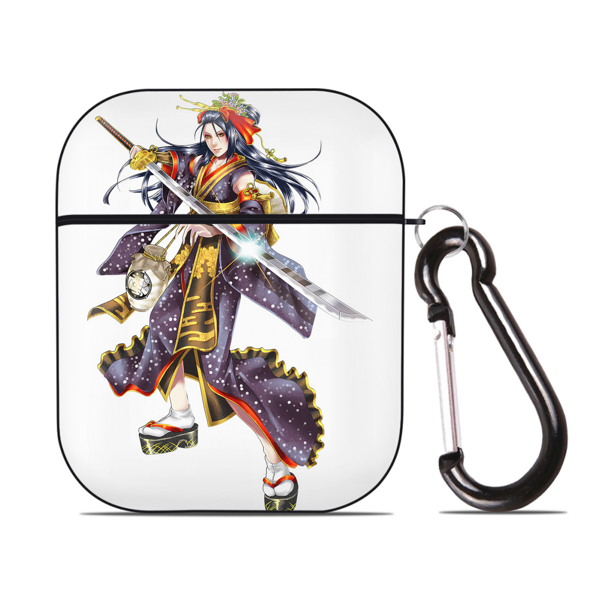 （画像用） 刀剣乱舞 Touken Ranbu AirPods 第2世代保護ケース ハードシェル ブラック 耐衝撃・防指紋・カラビナ付き