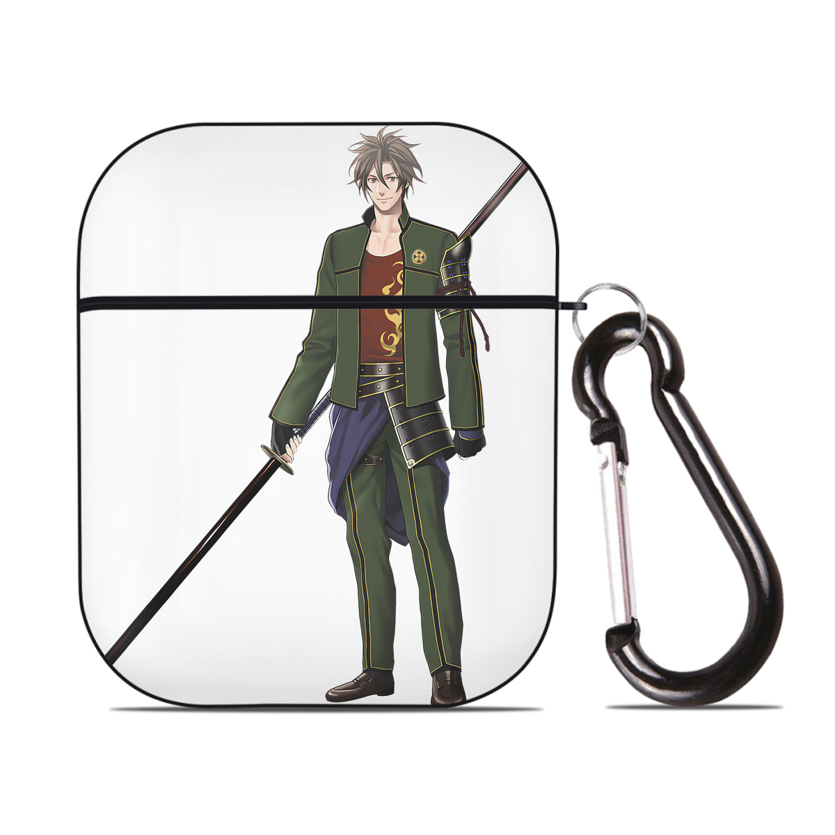 （画像用） 刀剣乱舞 Touken Ranbu AirPods 第2世代保護ケース ハードシェル ブラック 耐衝撃・防指紋・カラビナ付き