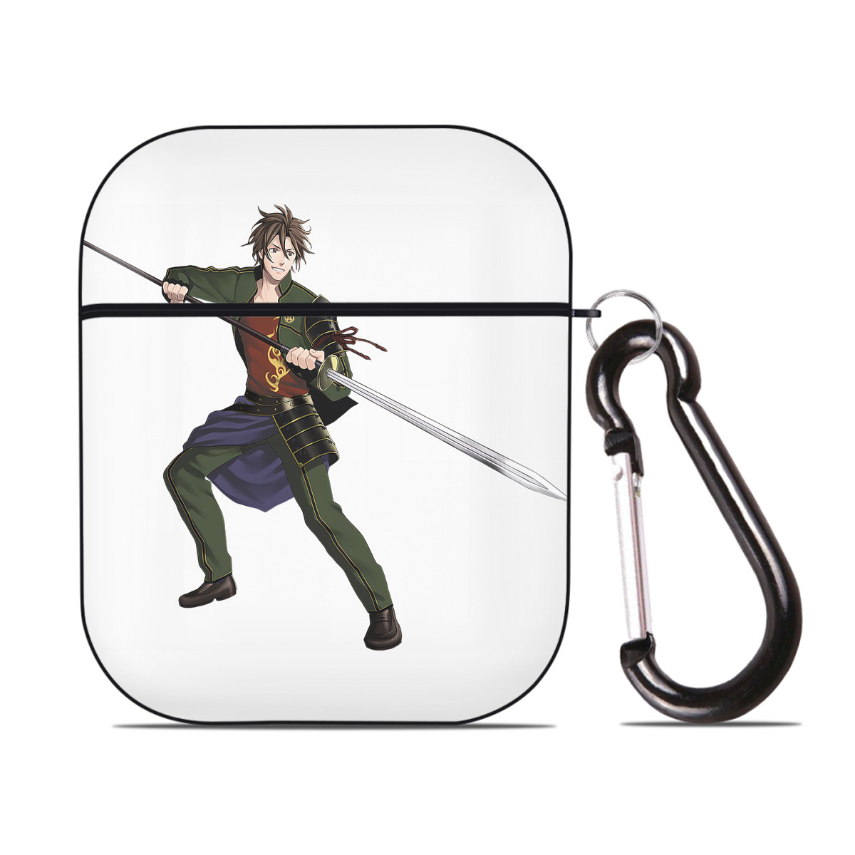 （画像用） 刀剣乱舞 Touken Ranbu AirPods 第2世代保護ケース ハードシェル ブラック 耐衝撃・防指紋・カラビナ付き
