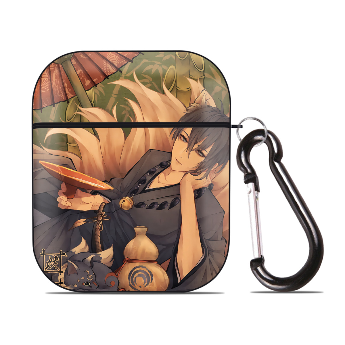 （画像用） 刀剣乱舞 Touken Ranbu AirPods 第2世代保護ケース ハードシェル ブラック 耐衝撃・防指紋・カラビナ付き