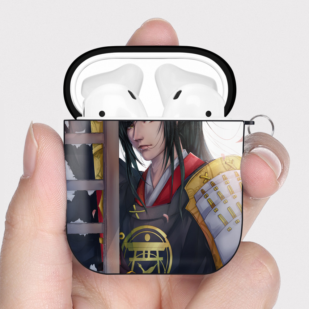 （画像用） 刀剣乱舞 Touken Ranbu AirPods 第2世代保護ケース ハードシェル ブラック 耐衝撃・防指紋・カラビナ付き