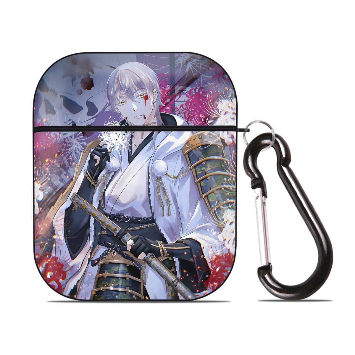 （画像用） 刀剣乱舞 Touken Ranbu AirPods 第2世代保護ケース ハードシェル ブラック 耐衝撃・防指紋・カラビナ付き