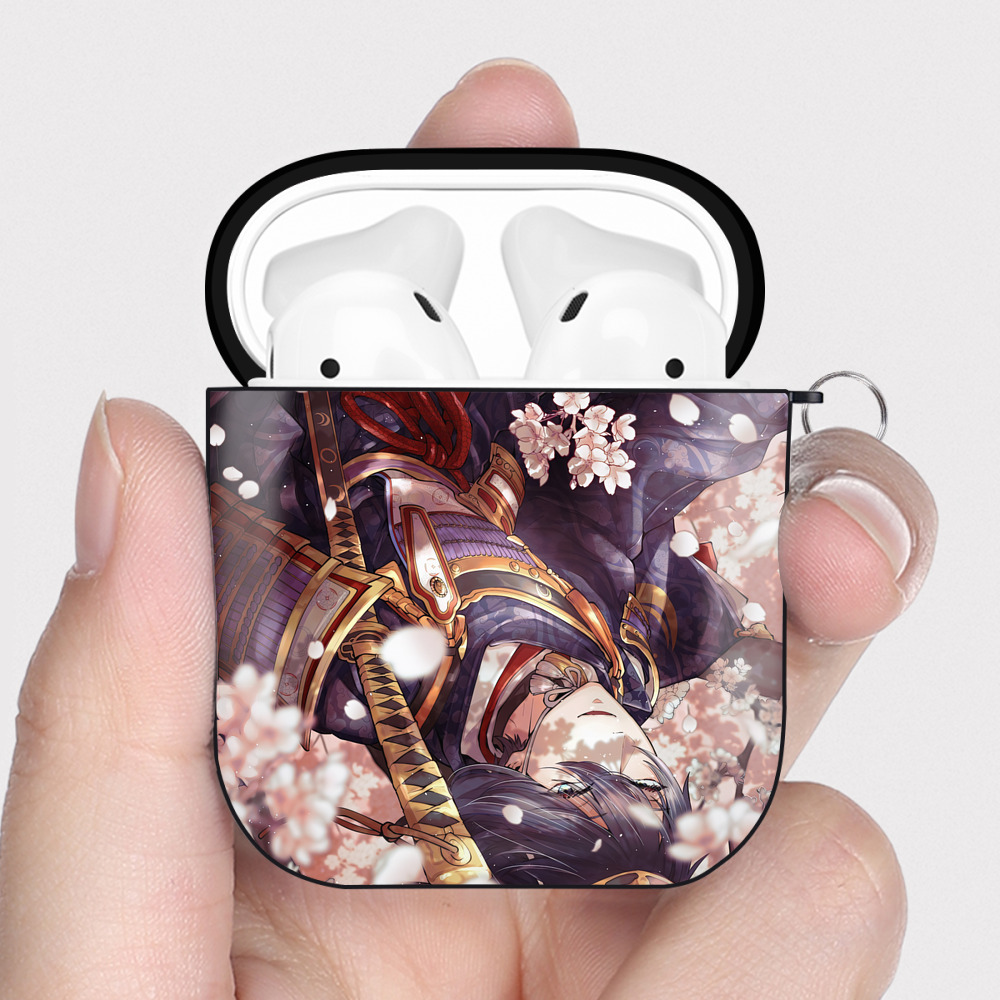 （画像用） 刀剣乱舞 Touken Ranbu AirPods 第2世代保護ケース ハードシェル ブラック 耐衝撃・防指紋・カラビナ付き