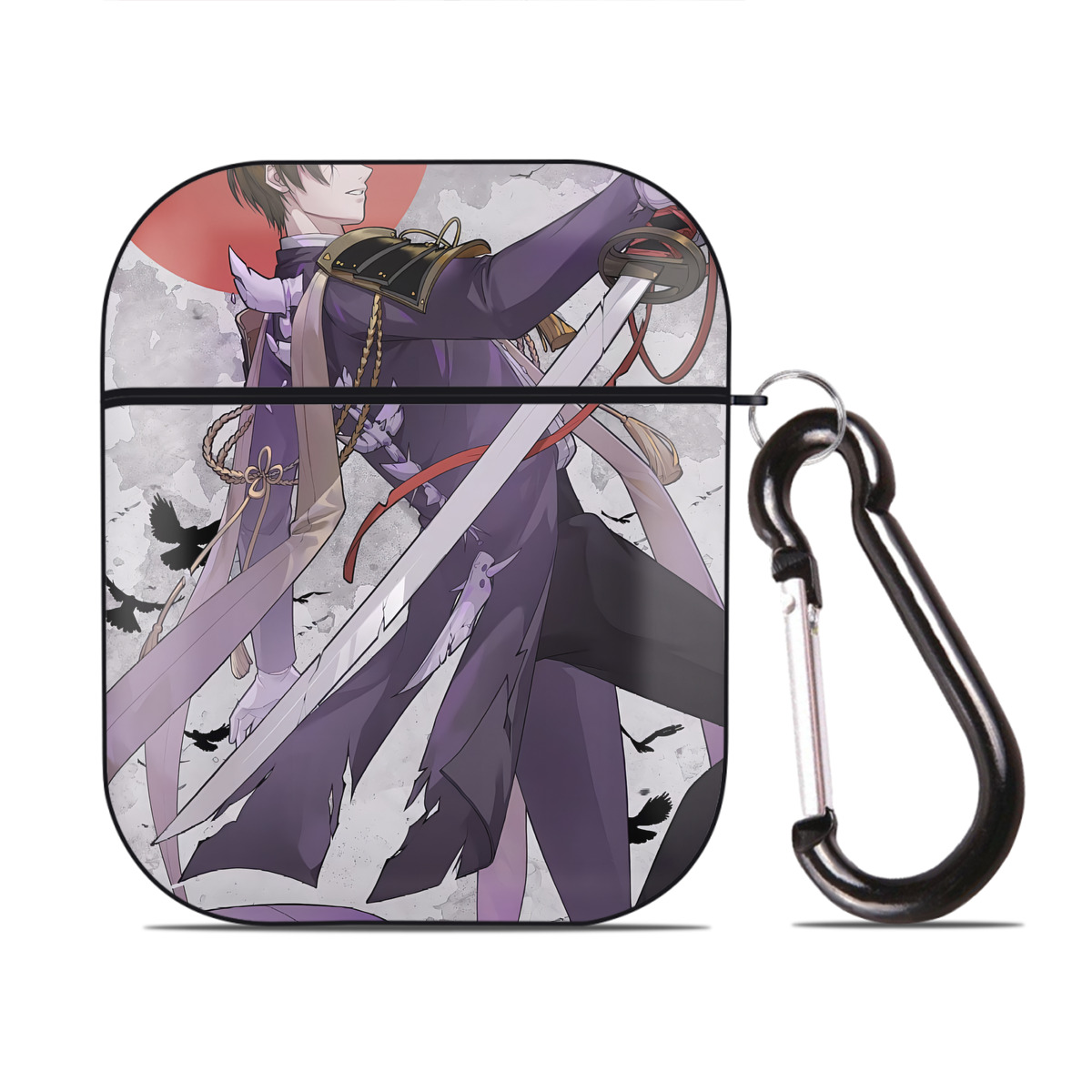 （画像用） 刀剣乱舞 Touken Ranbu AirPods 第2世代保護ケース ハードシェル ブラック 耐衝撃・防指紋・カラビナ付き