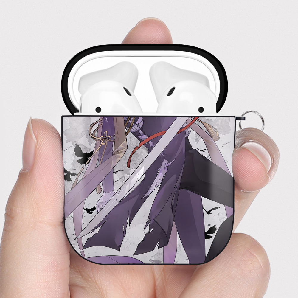 （画像用） 刀剣乱舞 Touken Ranbu AirPods 第2世代保護ケース ハードシェル ブラック 耐衝撃・防指紋・カラビナ付き